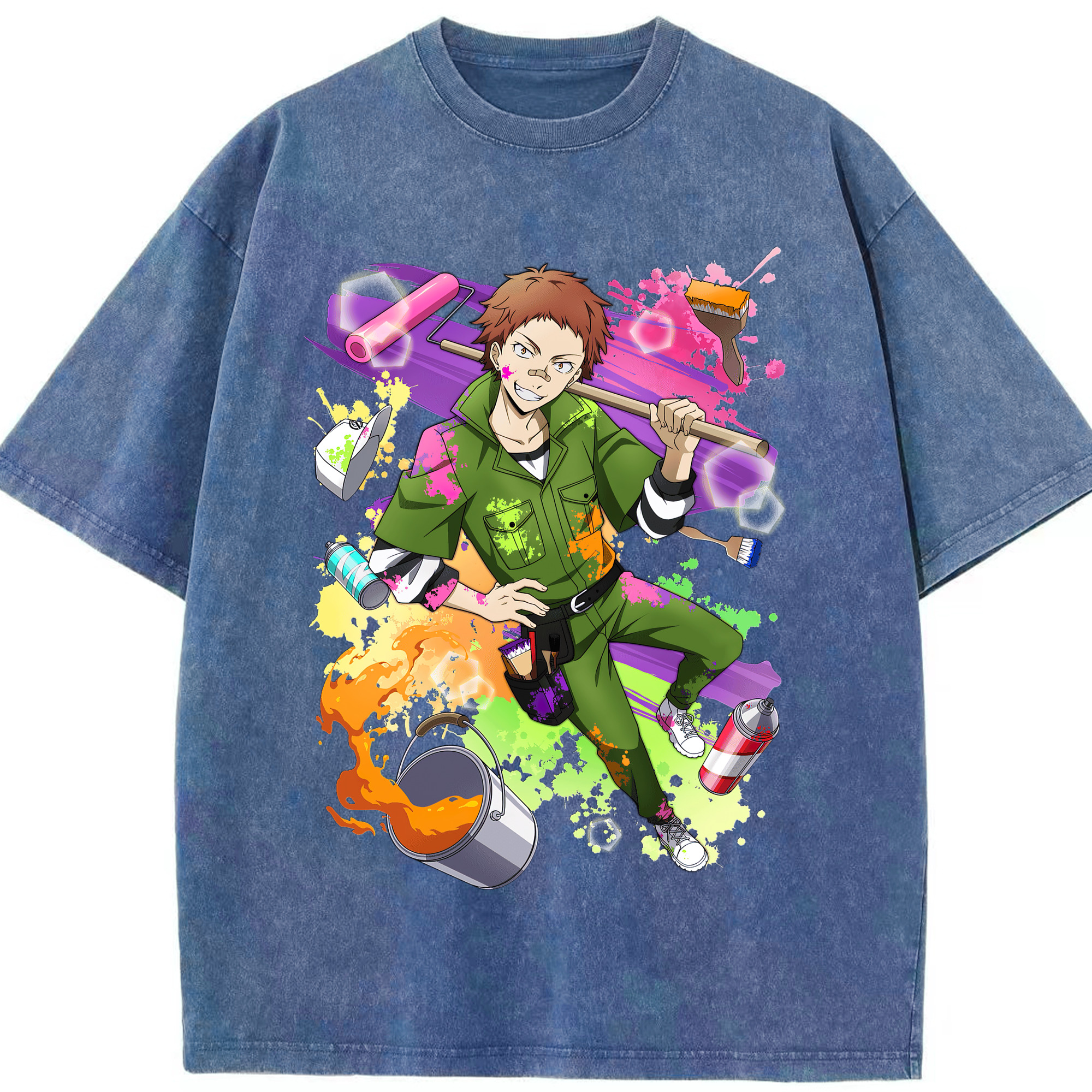 （画像用） 文豪ストレイドッグス Bungo Stray Dogs 綿100% ヴィンテージ風 半袖Tシャツ（フロントプリント）