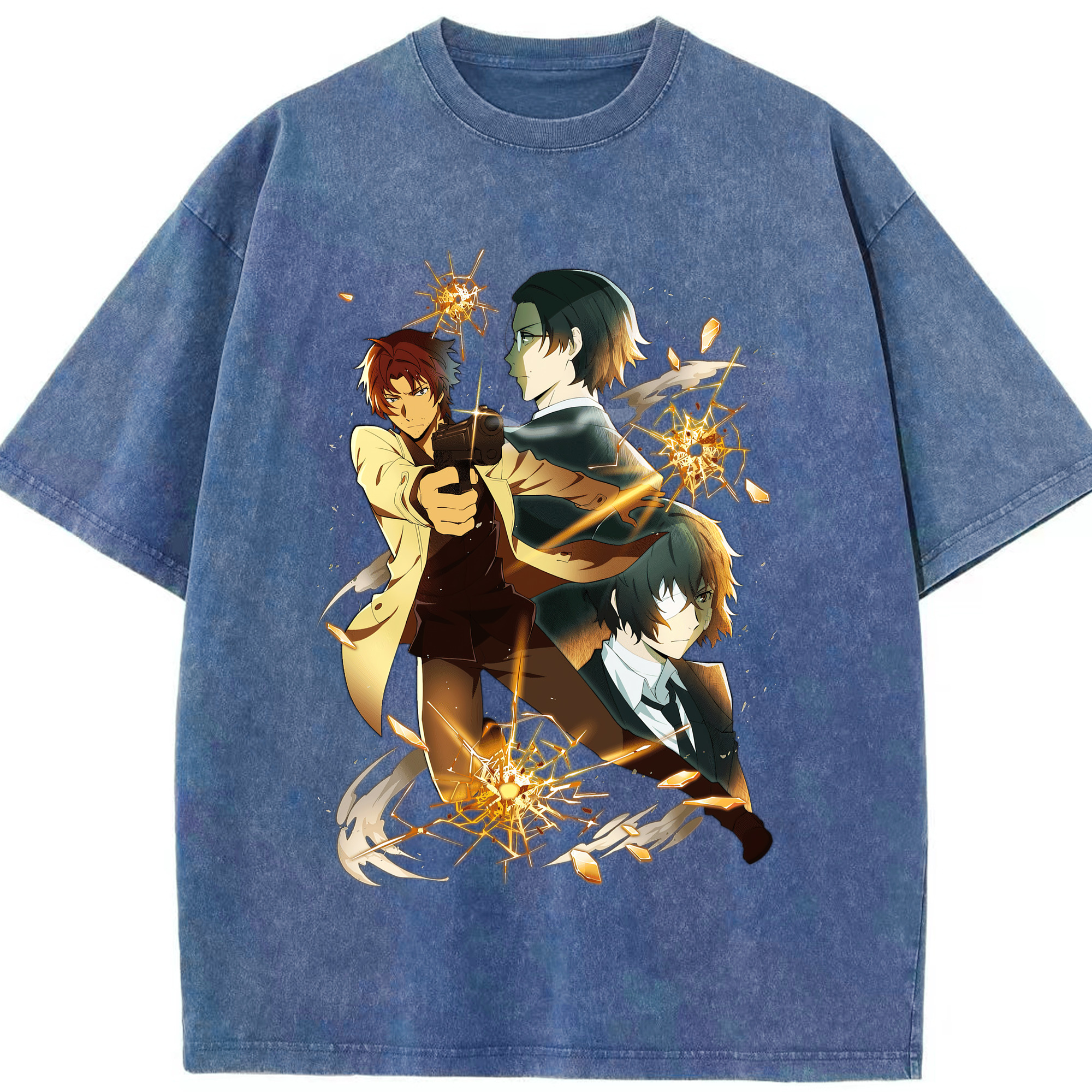（画像用） 文豪ストレイドッグス Bungo Stray Dogs 綿100% ヴィンテージ風 半袖Tシャツ（フロントプリント）