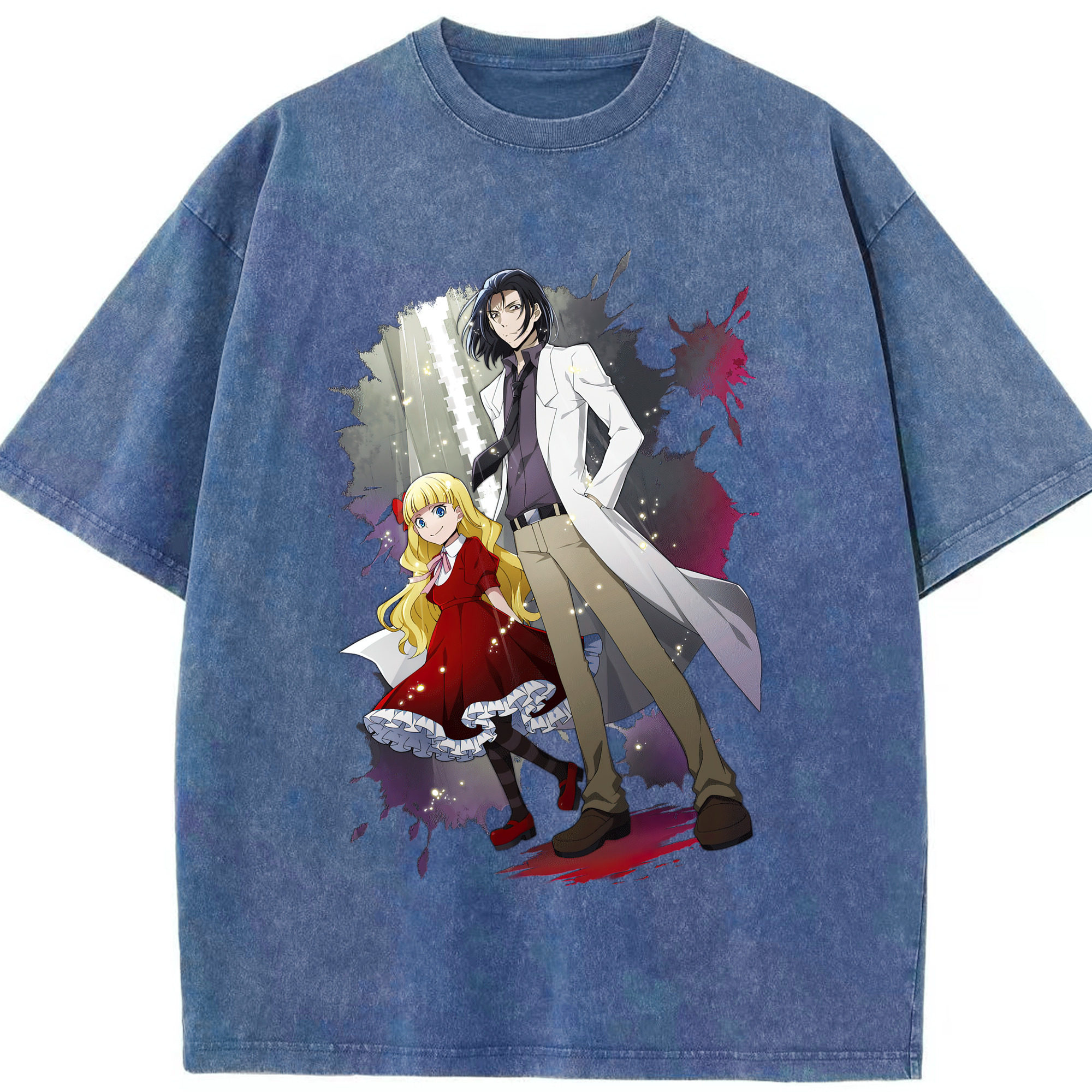 （画像用） 文豪ストレイドッグス Bungo Stray Dogs 綿100% ヴィンテージ風 半袖Tシャツ（フロントプリント）