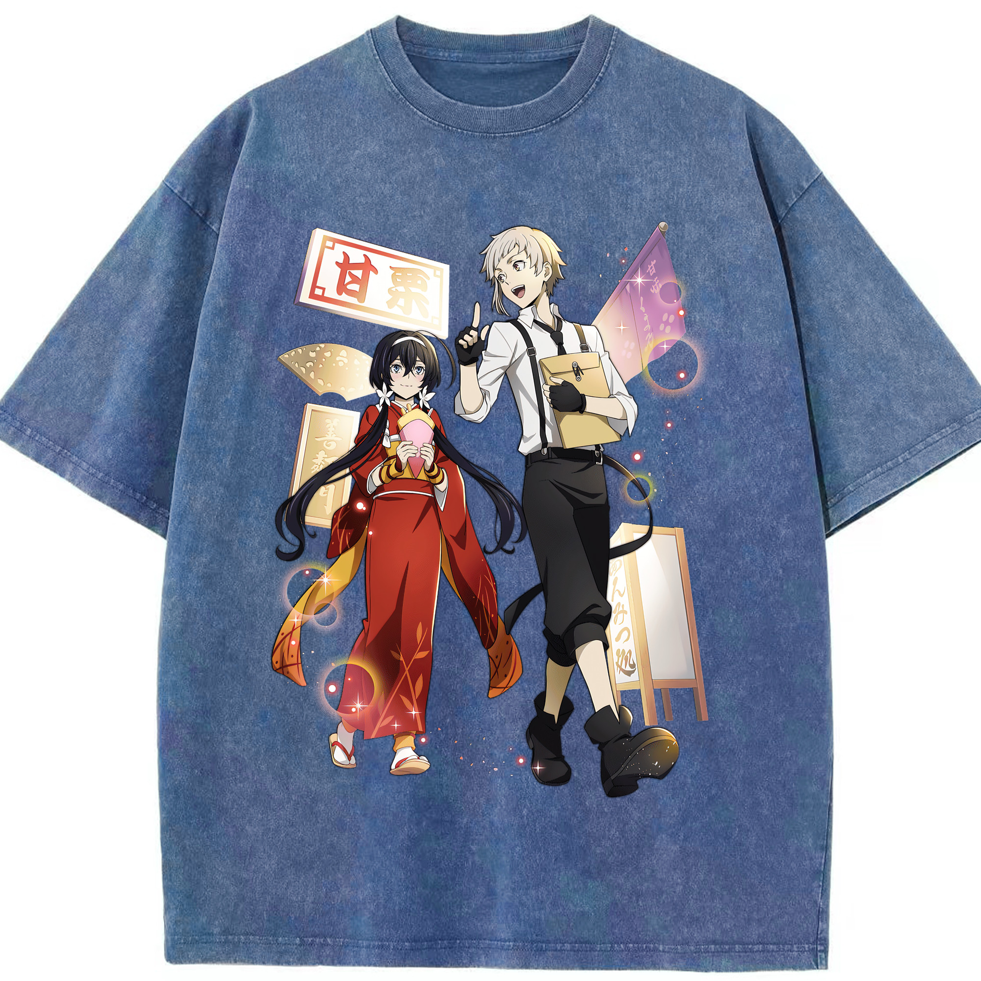 （画像用） 文豪ストレイドッグス Bungo Stray Dogs 綿100% ヴィンテージ風 半袖Tシャツ（フロントプリント）