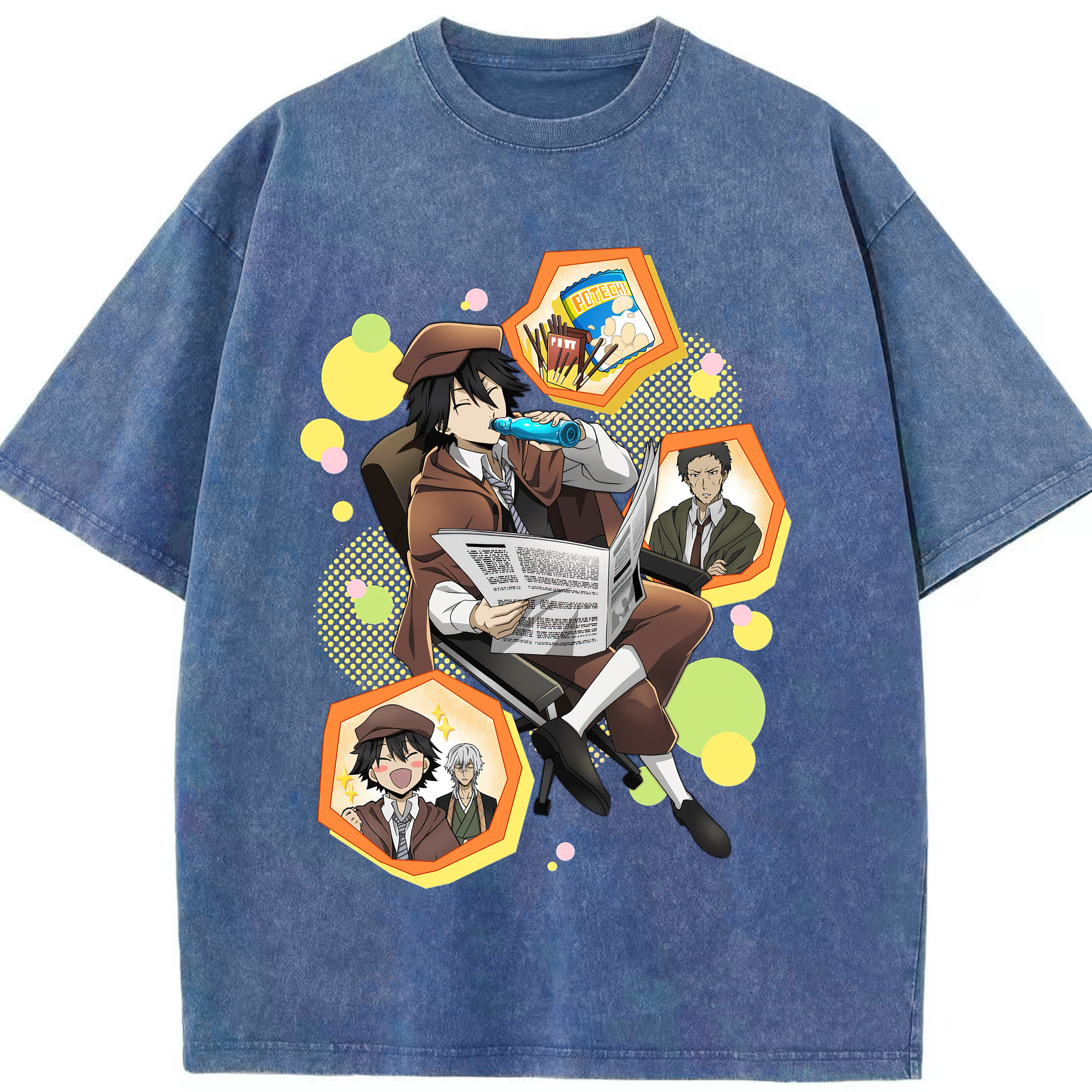 （画像用） 文豪ストレイドッグス Bungo Stray Dogs 綿100% ヴィンテージ風 半袖Tシャツ（フロントプリント）