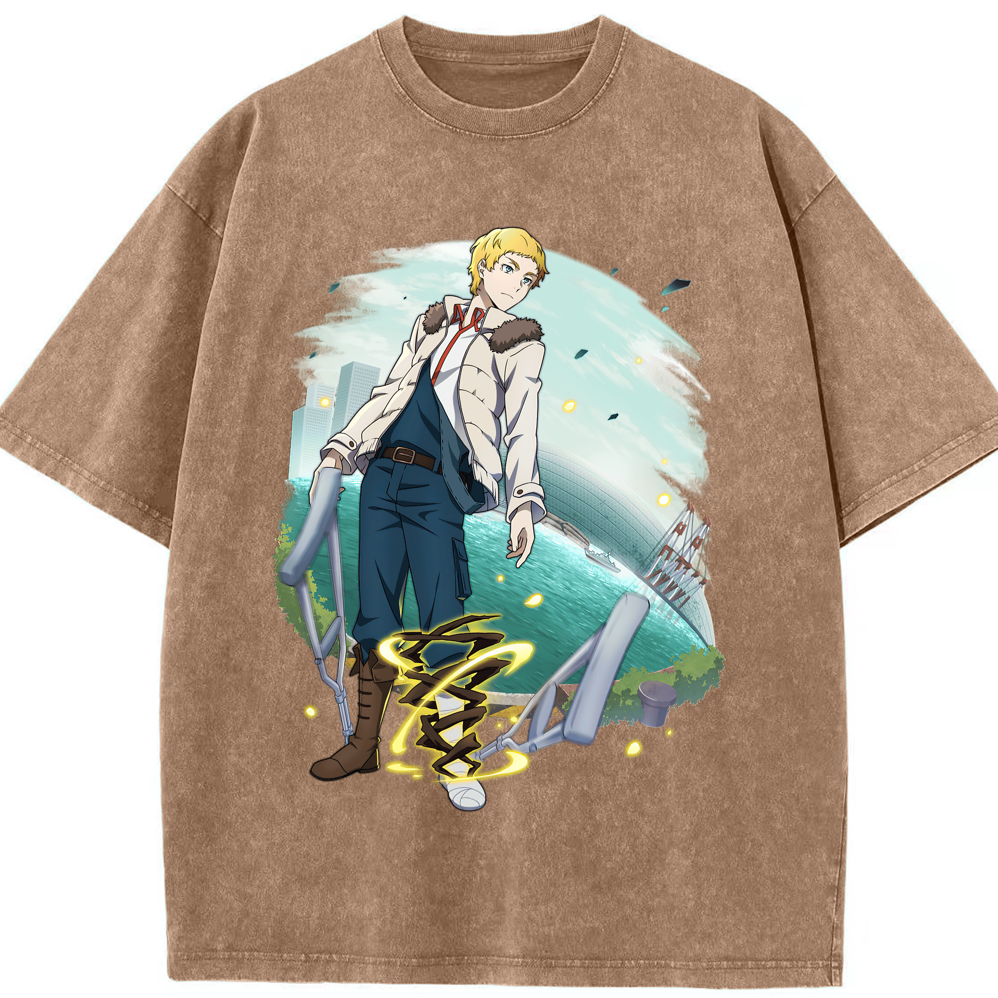 （画像用） 文豪ストレイドッグス Bungo Stray Dogs 綿100% ヴィンテージ風 半袖Tシャツ（フロントプリント）