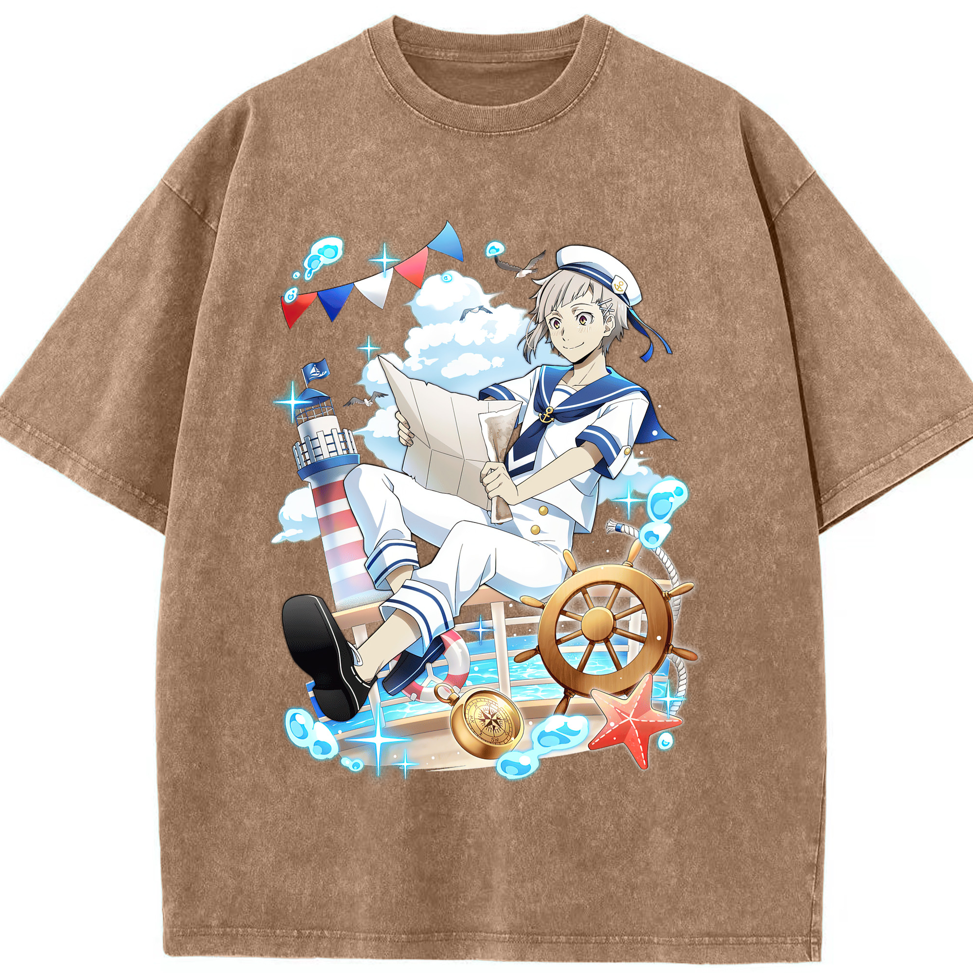 （画像用） 文豪ストレイドッグス Bungo Stray Dogs 綿100% ヴィンテージ風 半袖Tシャツ（フロントプリント）