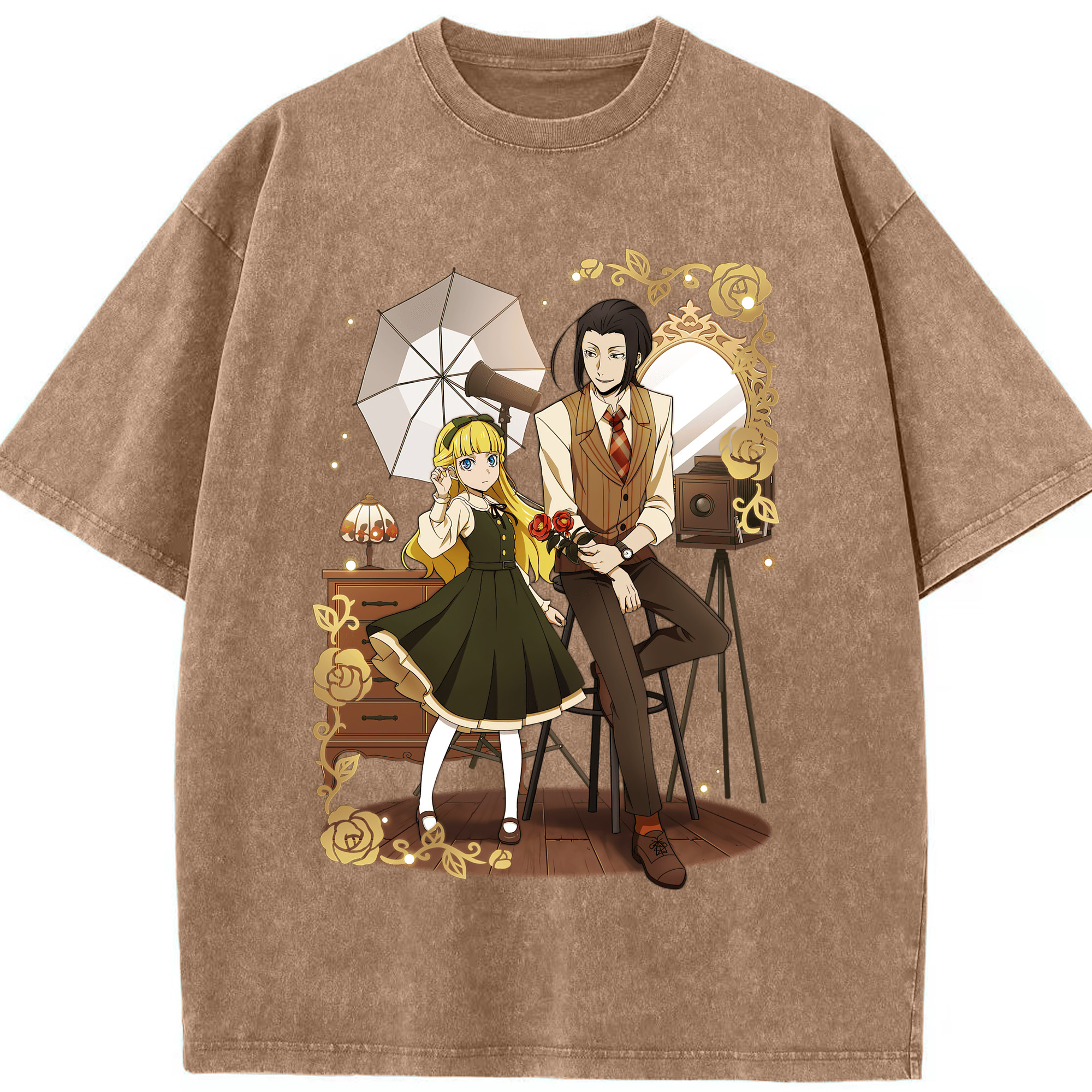 （画像用） 文豪ストレイドッグス Bungo Stray Dogs 綿100% ヴィンテージ風 半袖Tシャツ（フロントプリント）
