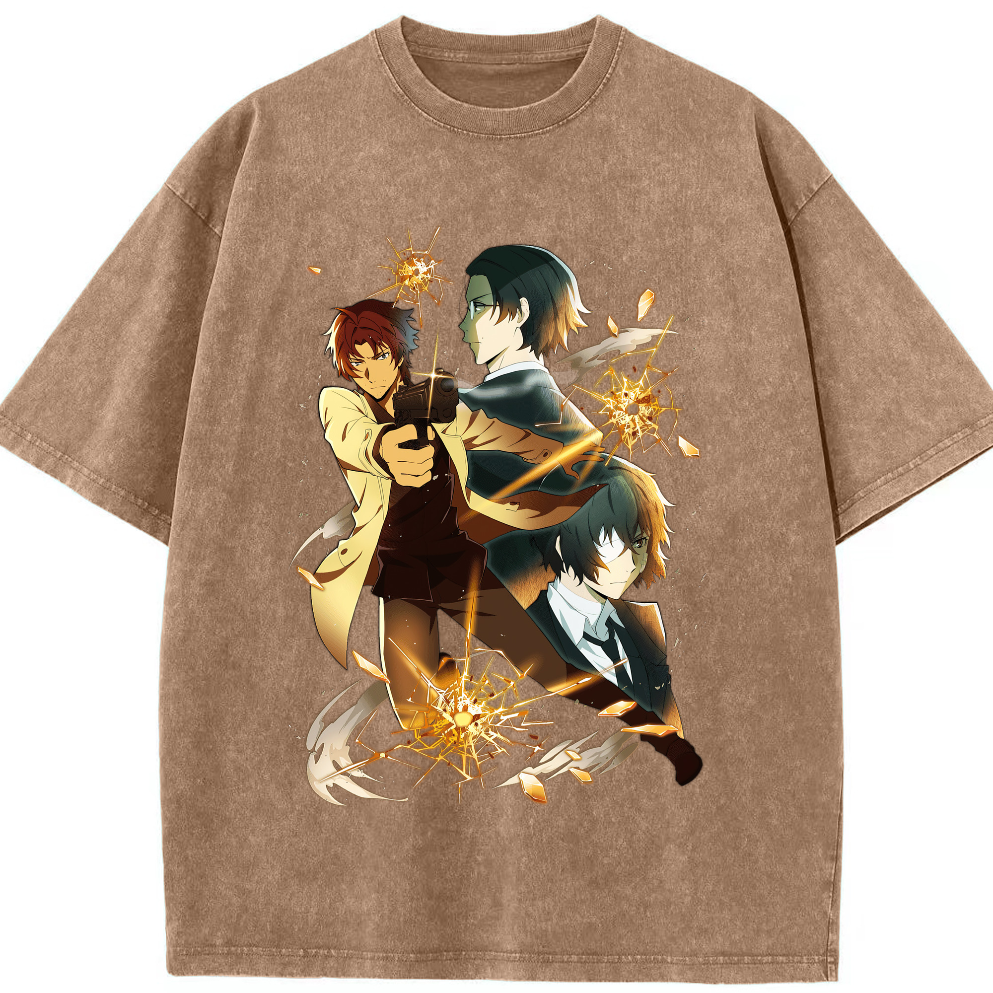 （画像用） 文豪ストレイドッグス Bungo Stray Dogs 綿100% ヴィンテージ風 半袖Tシャツ（フロントプリント）