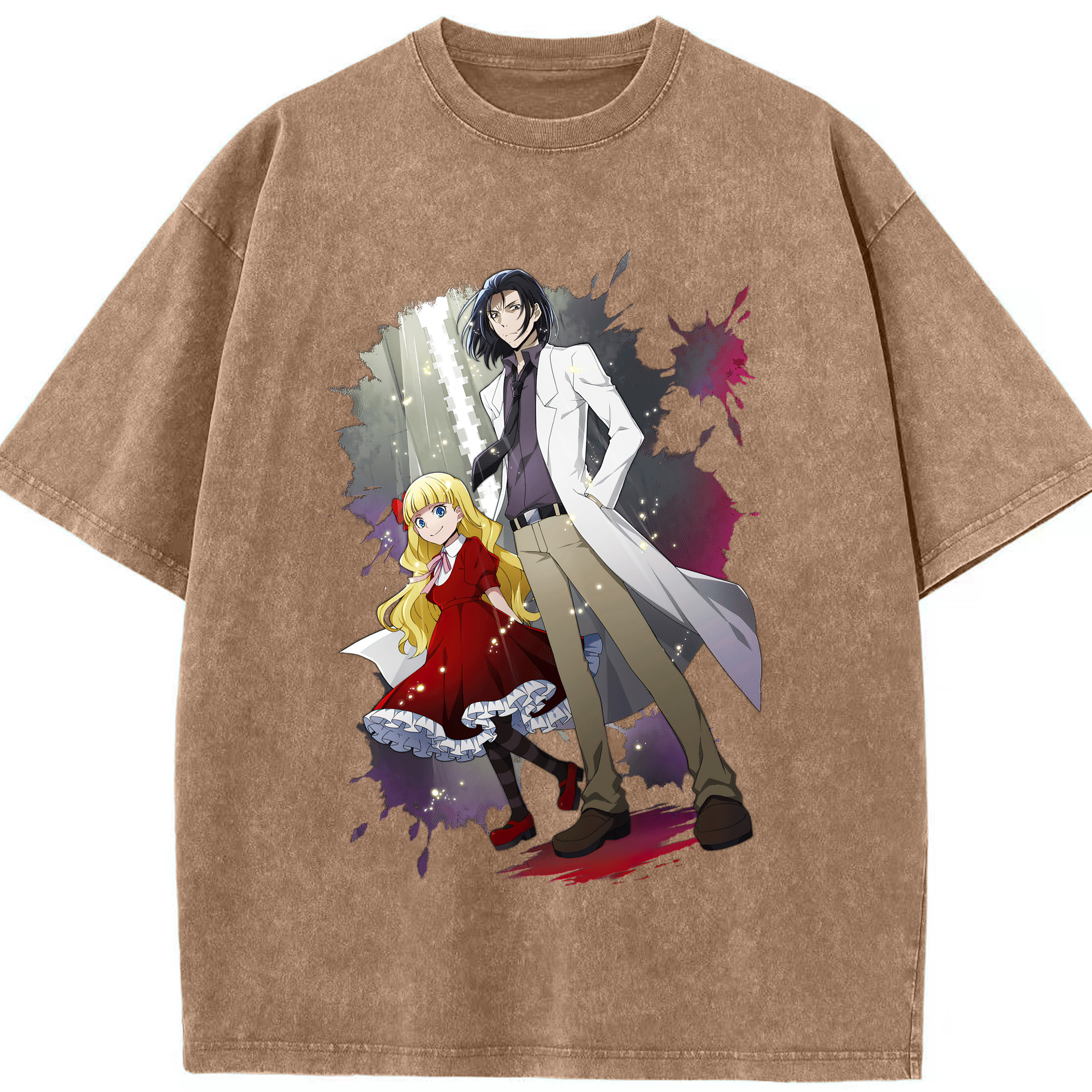 （画像用） 文豪ストレイドッグス Bungo Stray Dogs 綿100% ヴィンテージ風 半袖Tシャツ（フロントプリント）