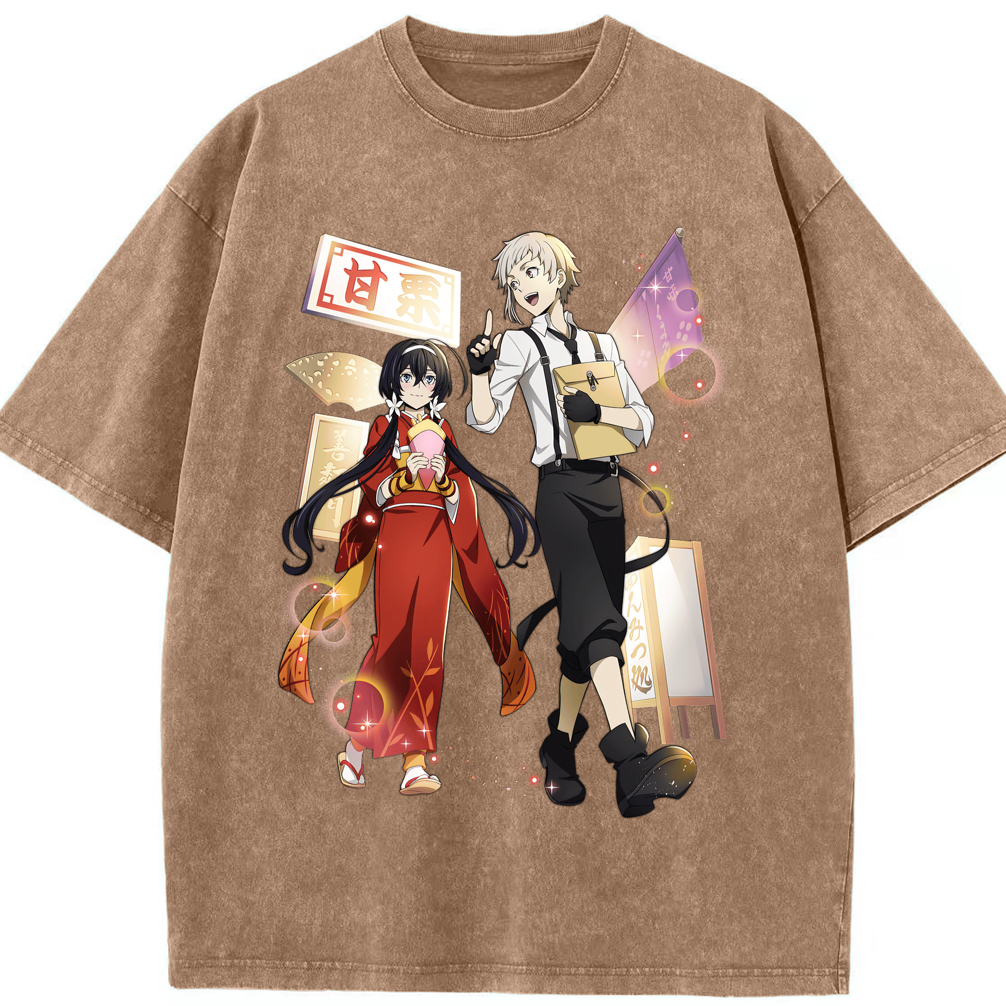 （画像用） 文豪ストレイドッグス Bungo Stray Dogs 綿100% ヴィンテージ風 半袖Tシャツ（フロントプリント）