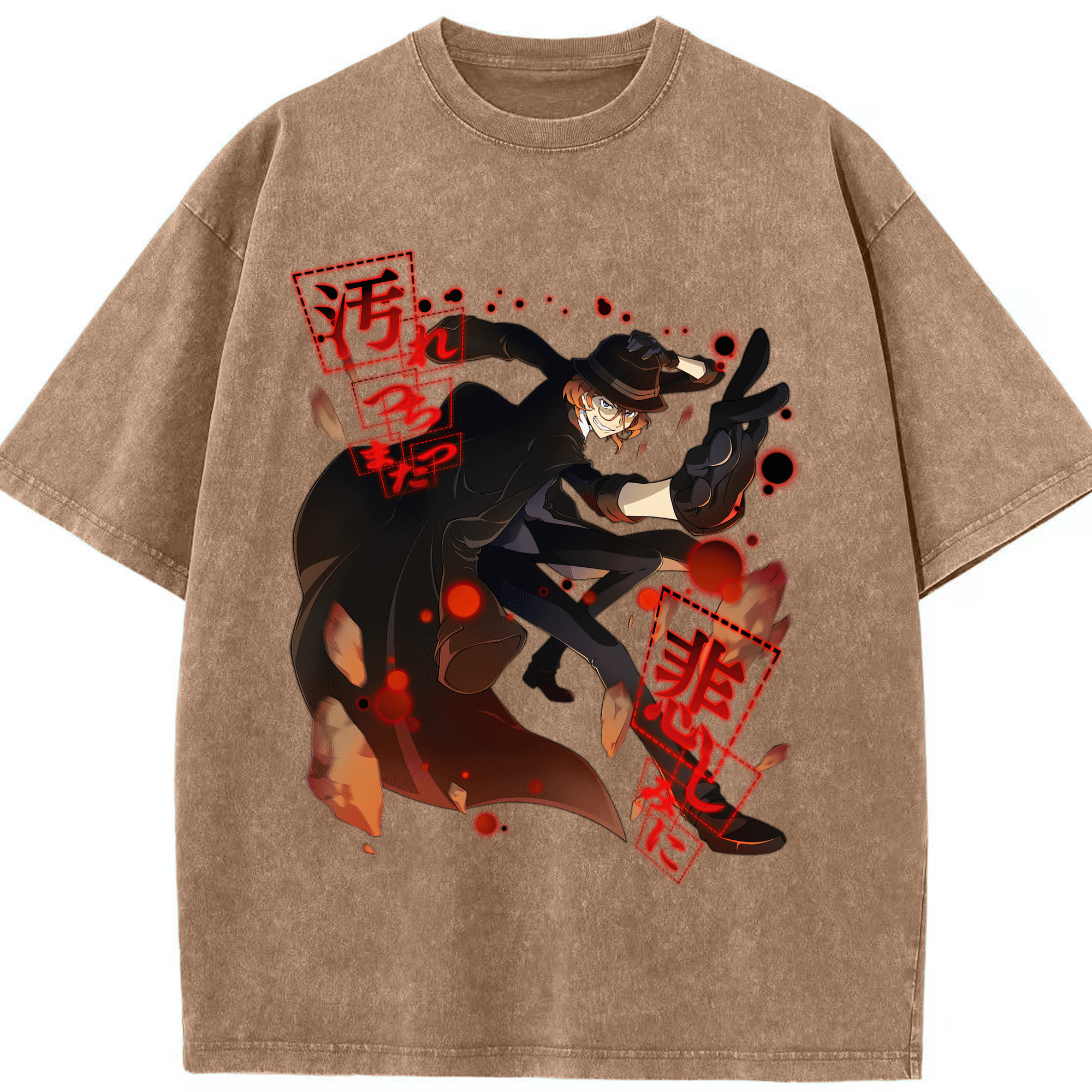 （画像用） 文豪ストレイドッグス Bungo Stray Dogs 綿100% ヴィンテージ風 半袖Tシャツ（フロントプリント）