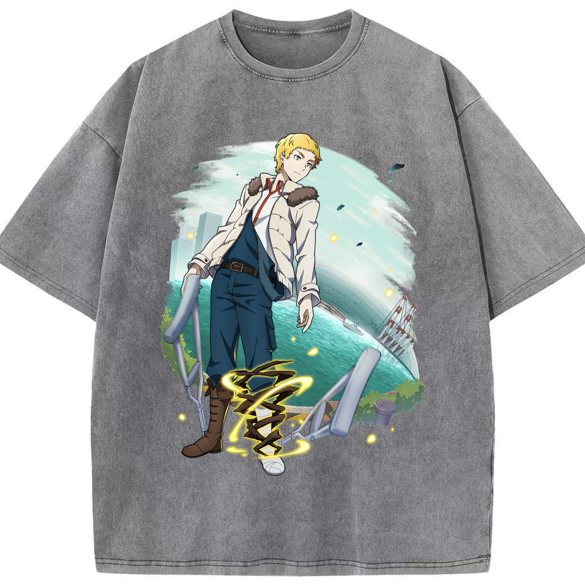 （画像用） 文豪ストレイドッグス Bungo Stray Dogs 綿100% ヴィンテージ風 半袖Tシャツ（フロントプリント）