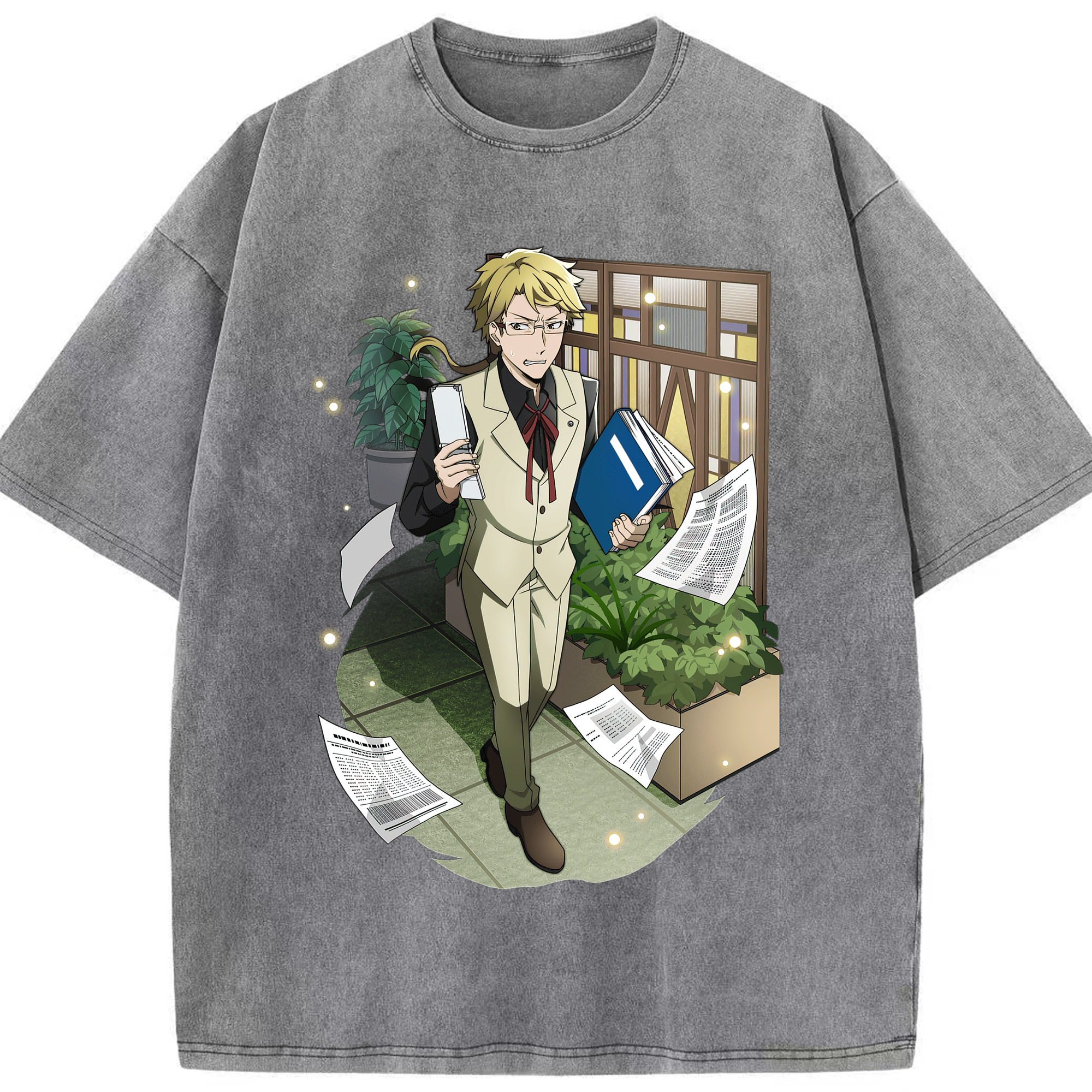（画像用） 文豪ストレイドッグス Bungo Stray Dogs 綿100% ヴィンテージ風 半袖Tシャツ（フロントプリント）