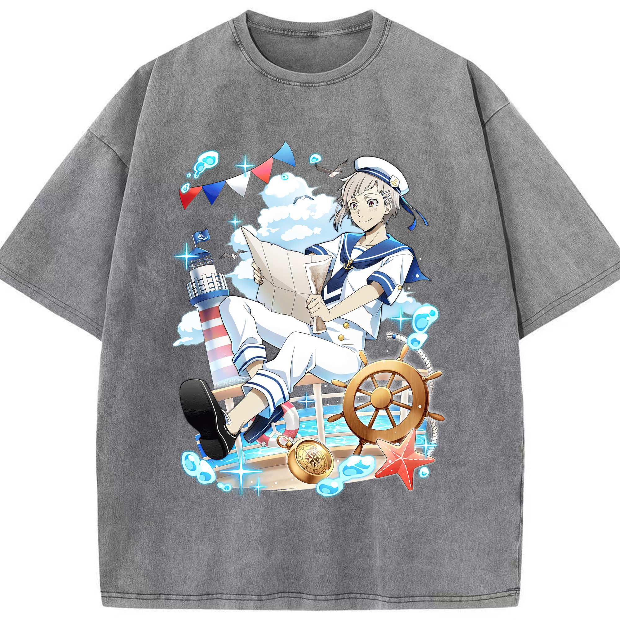 （画像用） 文豪ストレイドッグス Bungo Stray Dogs 綿100% ヴィンテージ風 半袖Tシャツ（フロントプリント）