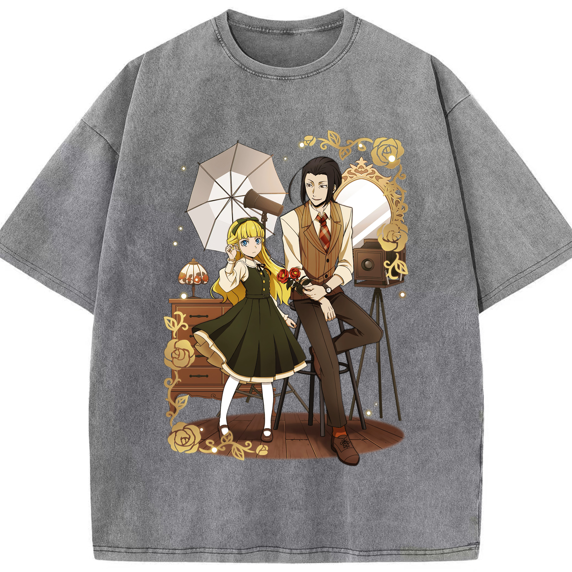 （画像用） 文豪ストレイドッグス Bungo Stray Dogs 綿100% ヴィンテージ風 半袖Tシャツ（フロントプリント）