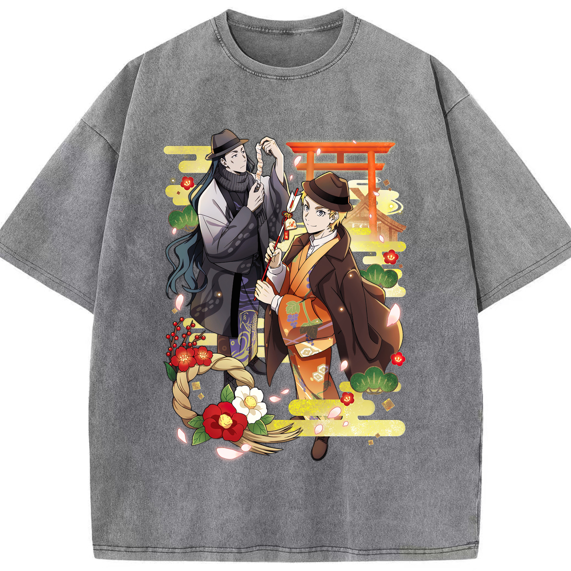 （画像用） 文豪ストレイドッグス Bungo Stray Dogs 綿100% ヴィンテージ風 半袖Tシャツ（フロントプリント）