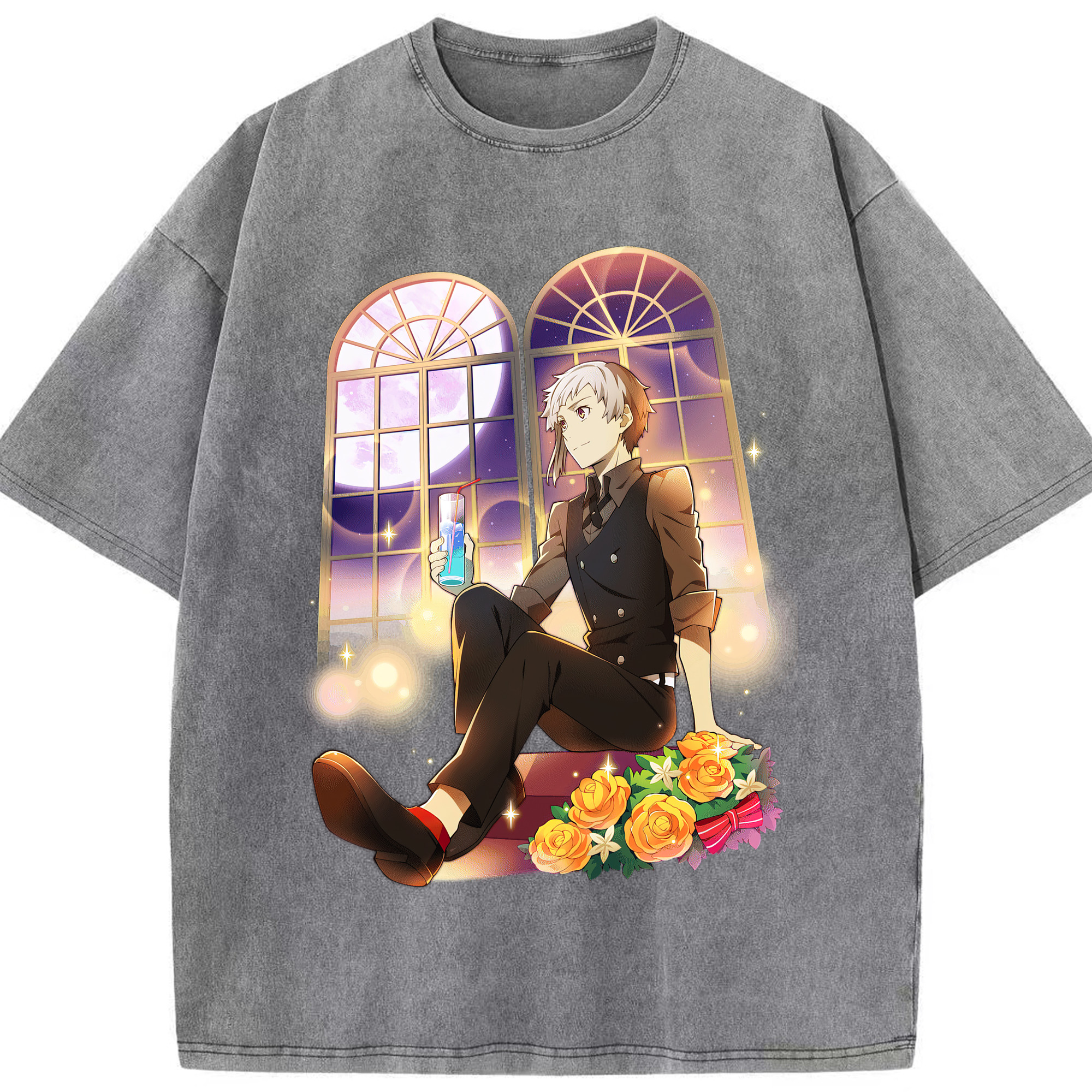 （画像用） 文豪ストレイドッグス Bungo Stray Dogs 綿100% ヴィンテージ風 半袖Tシャツ（フロントプリント）