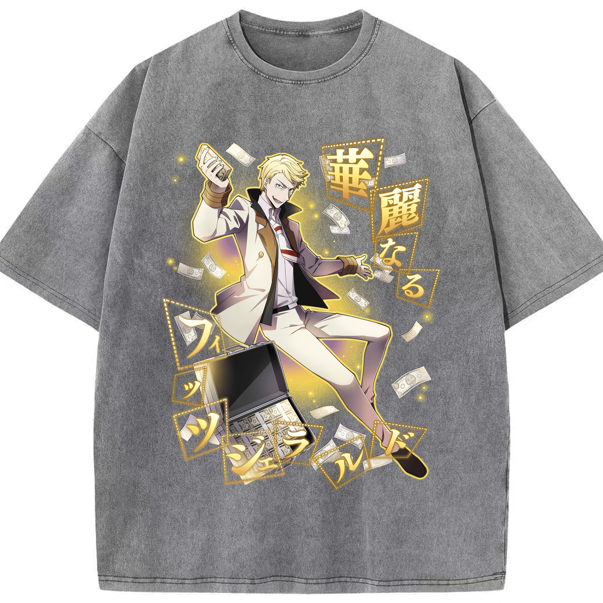 （画像用） 文豪ストレイドッグス Bungo Stray Dogs 綿100% ヴィンテージ風 半袖Tシャツ（フロントプリント）