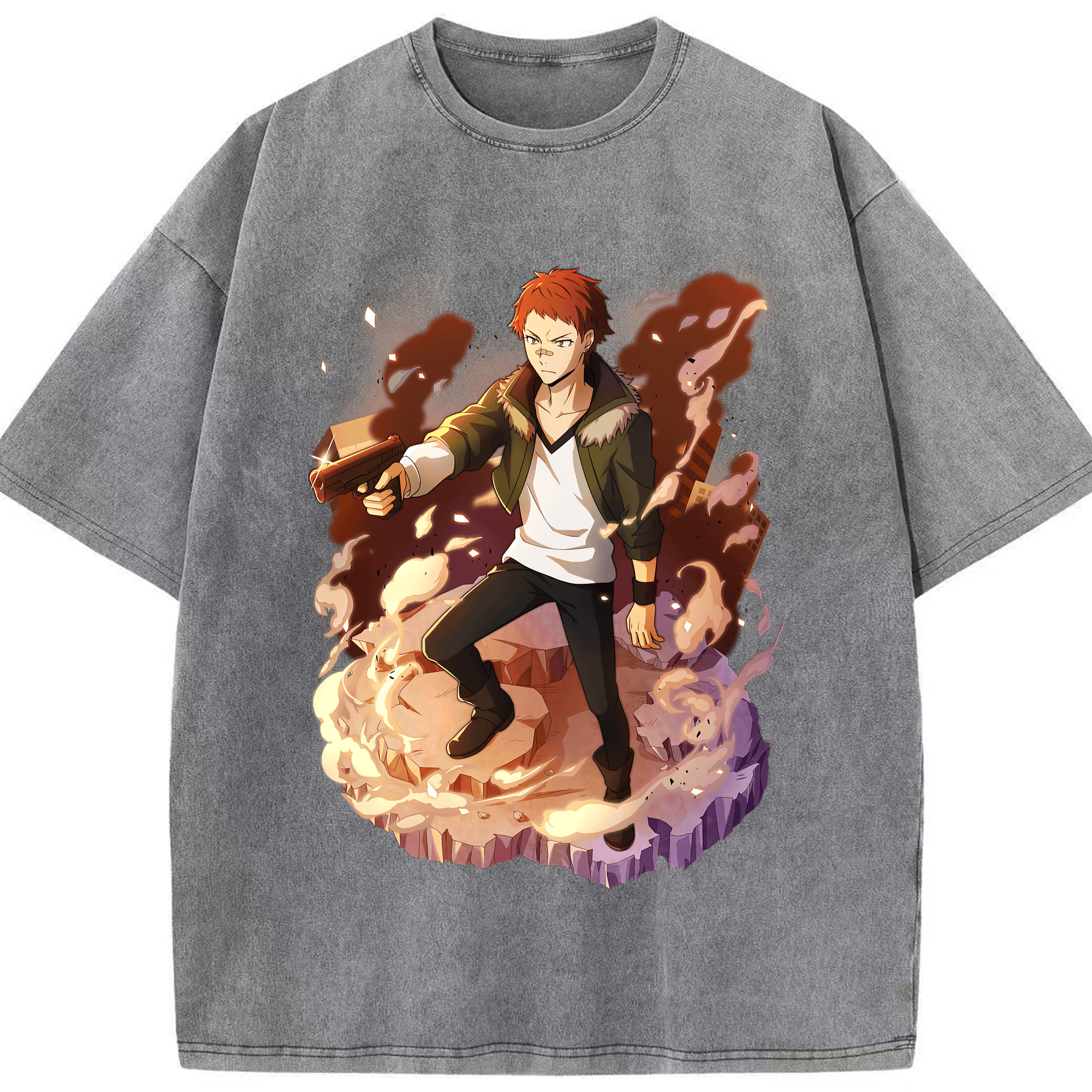 （画像用） 文豪ストレイドッグス Bungo Stray Dogs 綿100% ヴィンテージ風 半袖Tシャツ（フロントプリント）