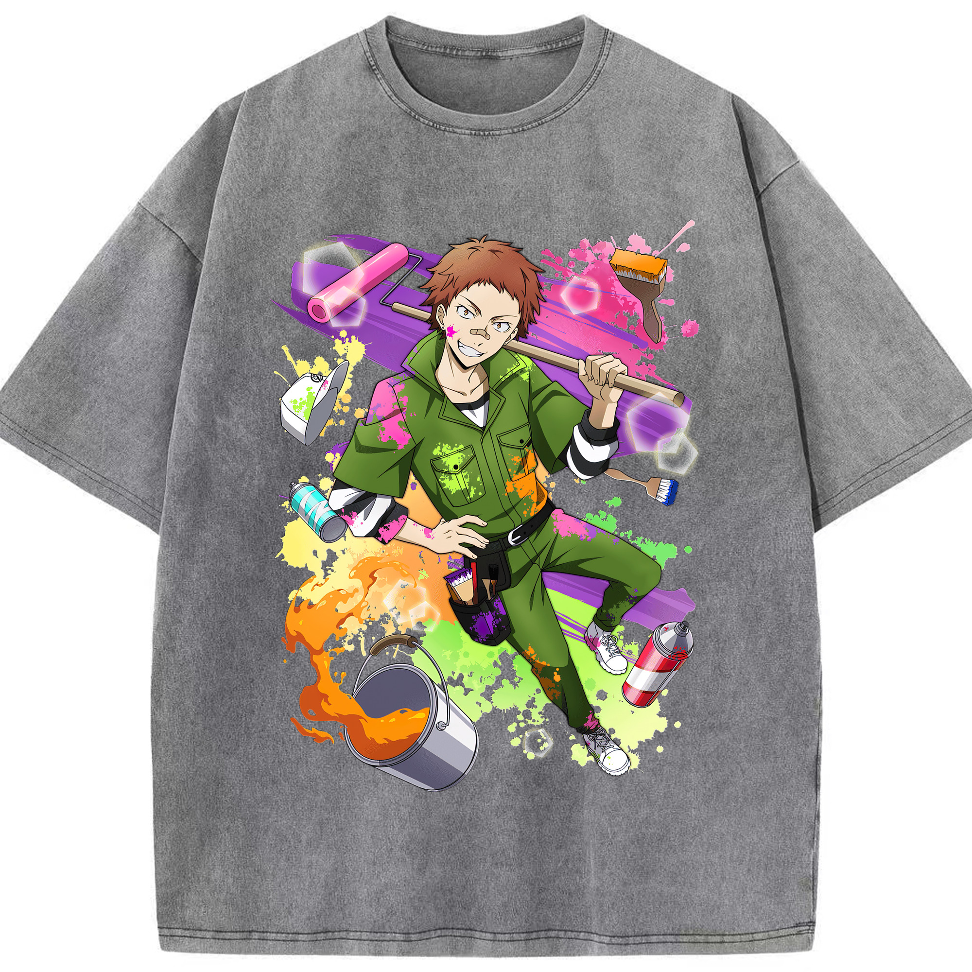 （画像用） 文豪ストレイドッグス Bungo Stray Dogs 綿100% ヴィンテージ風 半袖Tシャツ（フロントプリント）