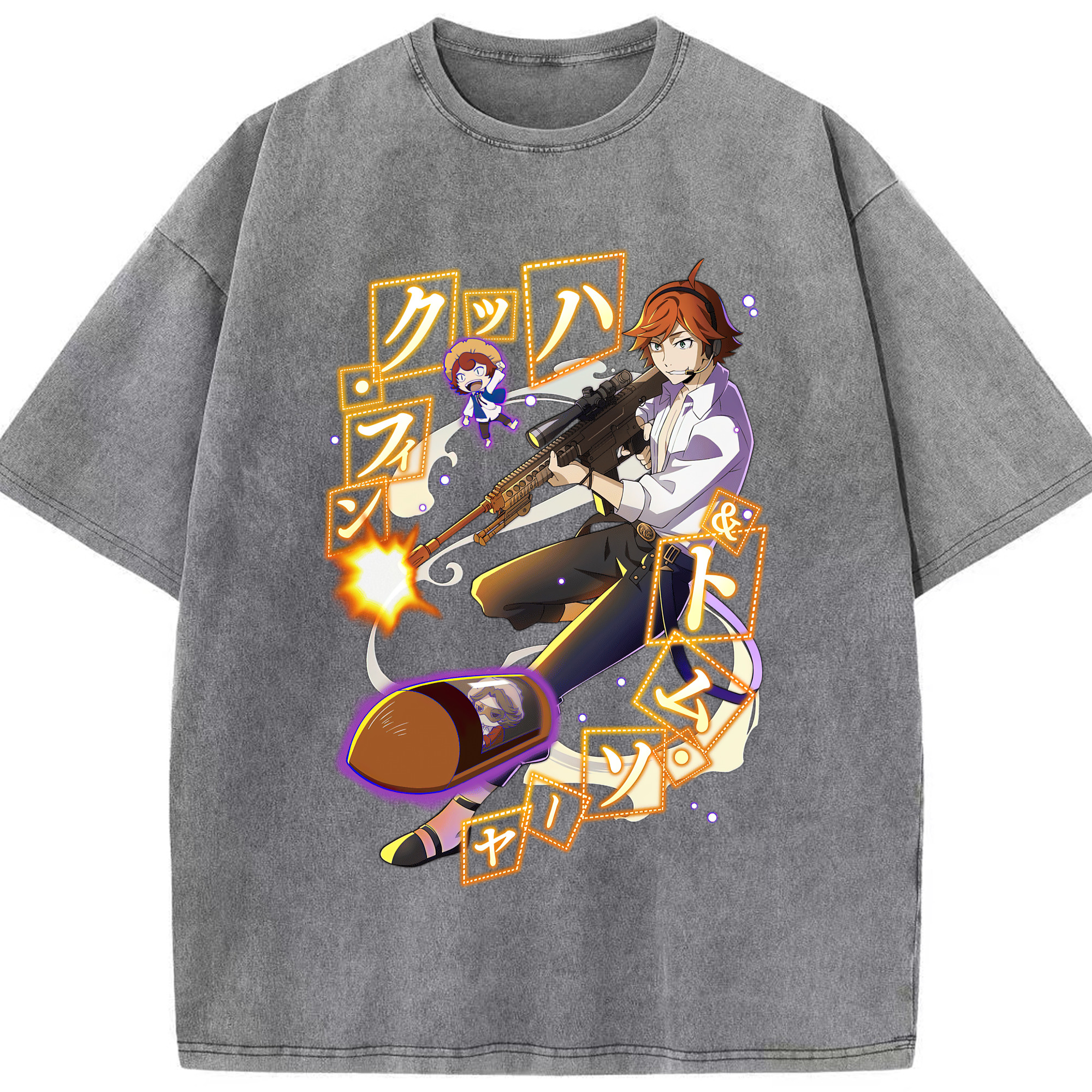 （画像用） 文豪ストレイドッグス Bungo Stray Dogs 綿100% ヴィンテージ風 半袖Tシャツ（フロントプリント）