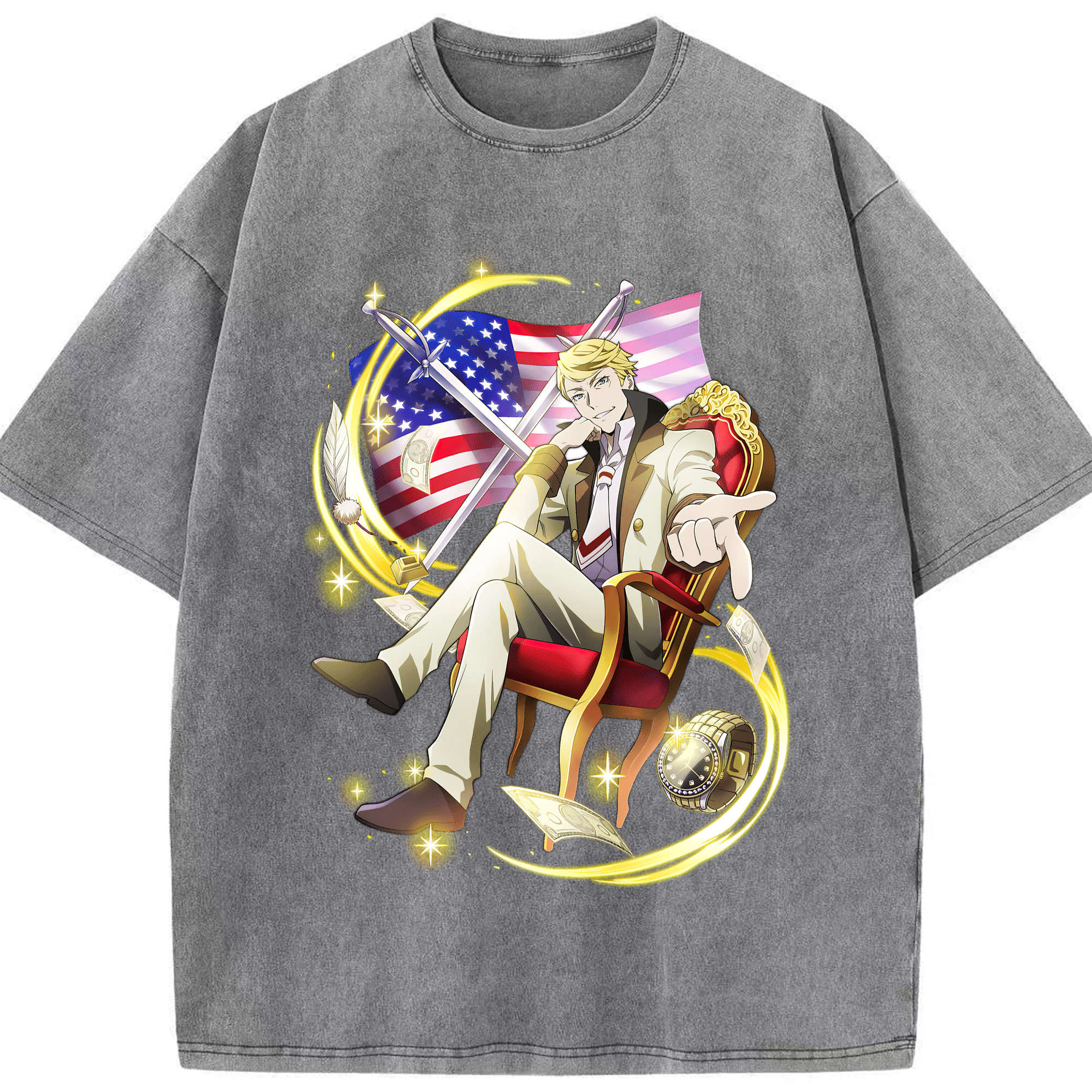 （画像用） 文豪ストレイドッグス Bungo Stray Dogs 綿100% ヴィンテージ風 半袖Tシャツ（フロントプリント）