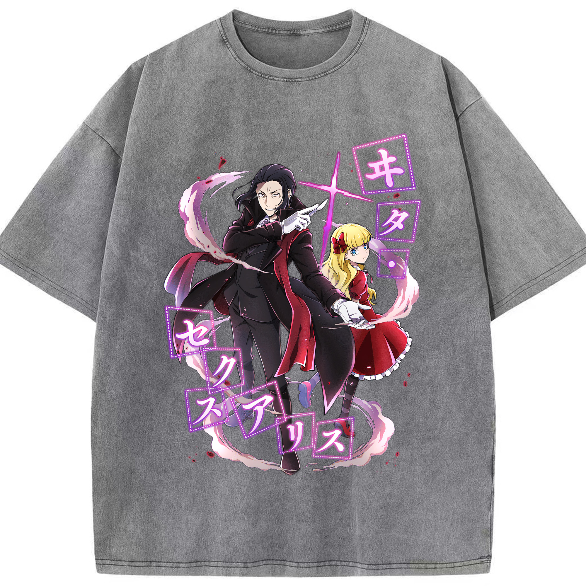（画像用） 文豪ストレイドッグス Bungo Stray Dogs 綿100% ヴィンテージ風 半袖Tシャツ（フロントプリント）
