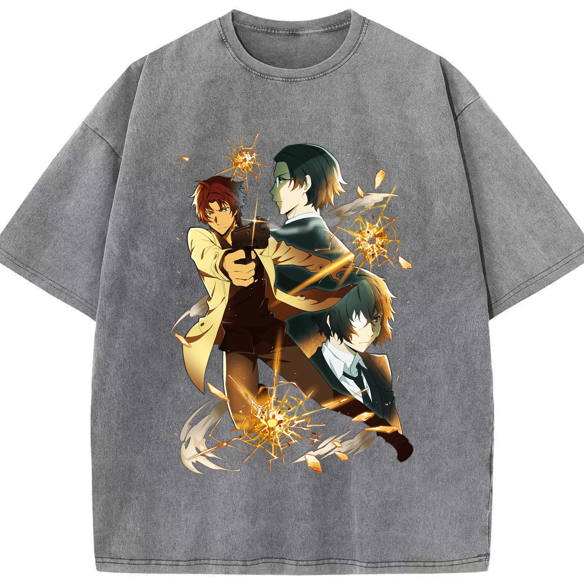 （画像用） 文豪ストレイドッグス Bungo Stray Dogs 綿100% ヴィンテージ風 半袖Tシャツ（フロントプリント）