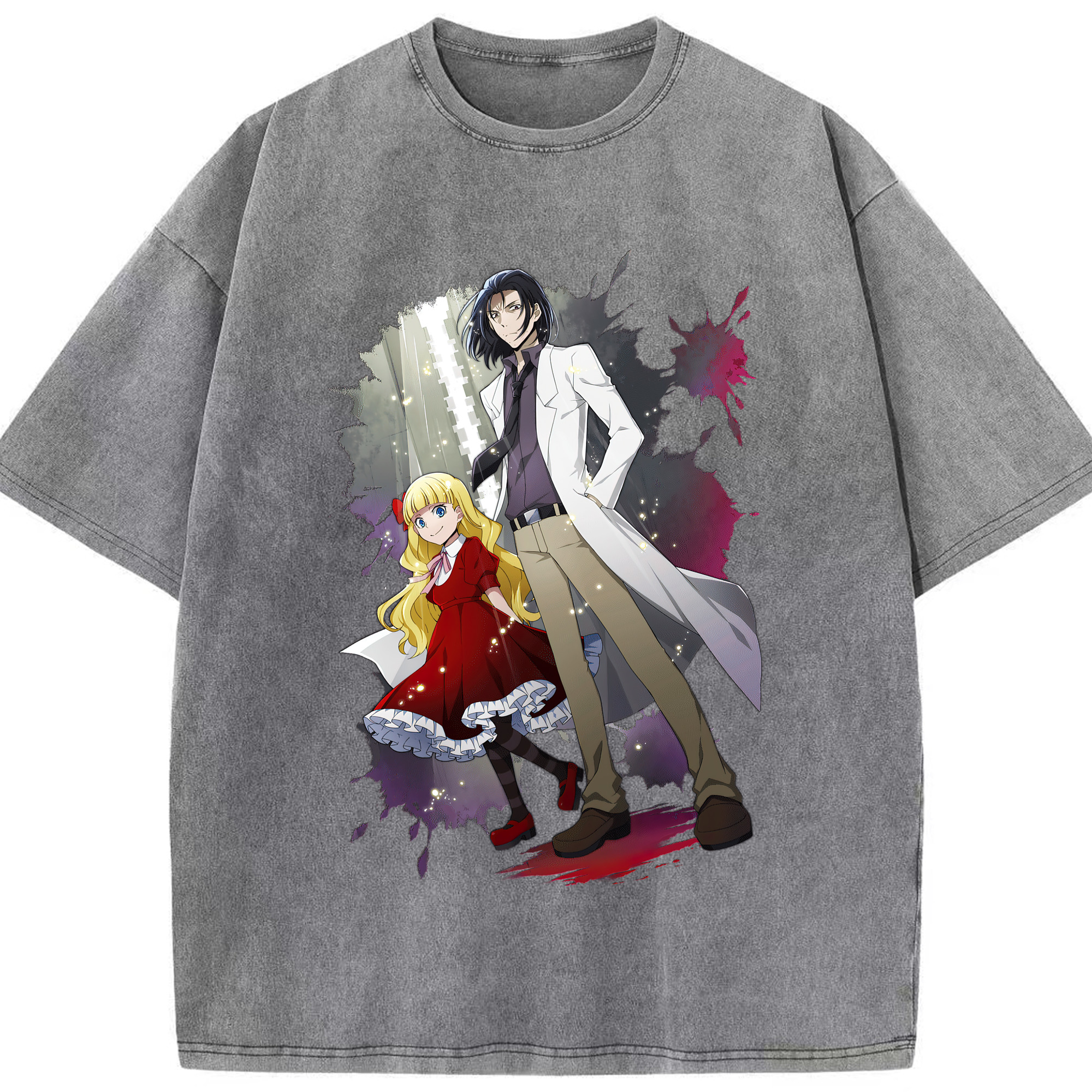 （画像用） 文豪ストレイドッグス Bungo Stray Dogs 綿100% ヴィンテージ風 半袖Tシャツ（フロントプリント）
