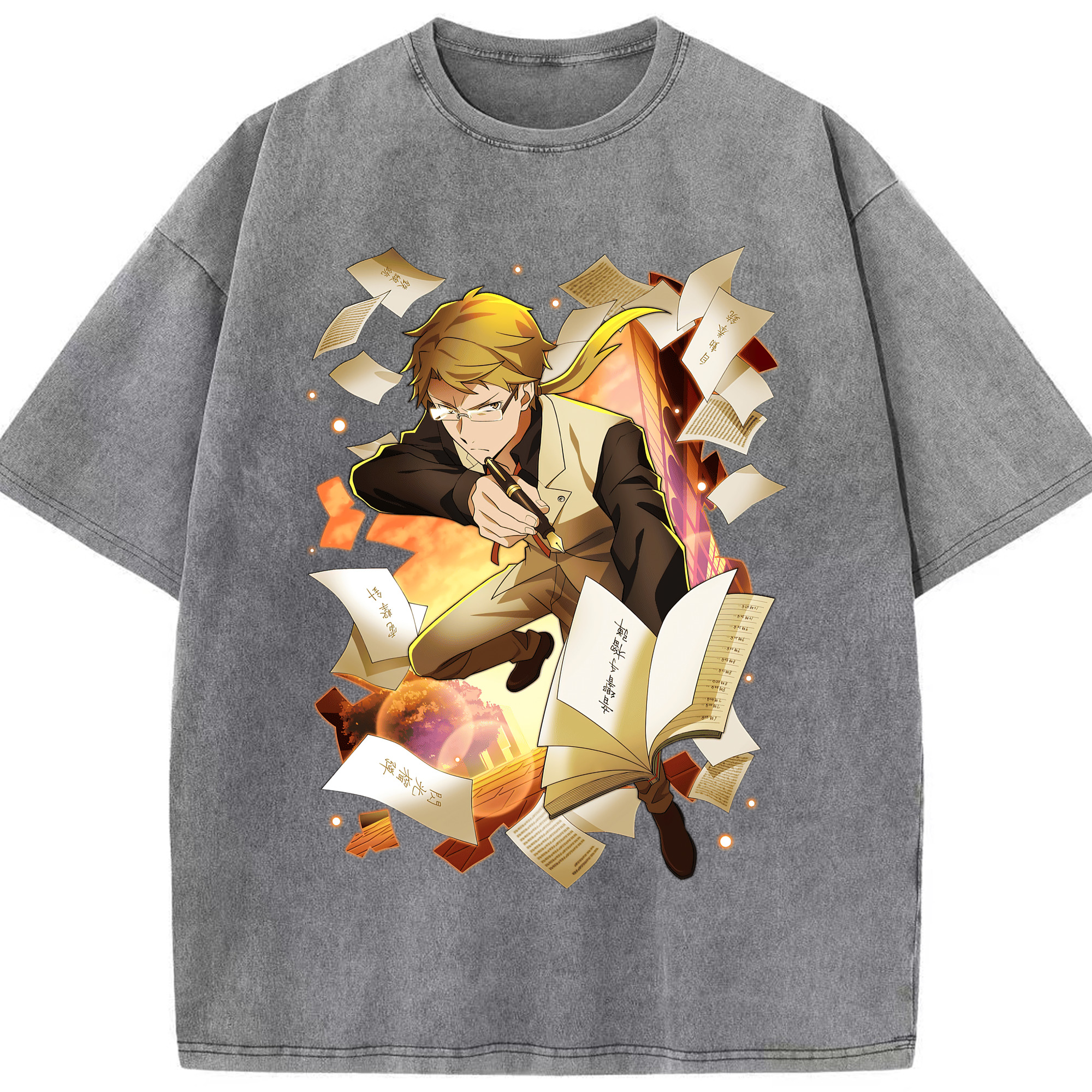 （画像用） 文豪ストレイドッグス Bungo Stray Dogs 綿100% ヴィンテージ風 半袖Tシャツ（フロントプリント）