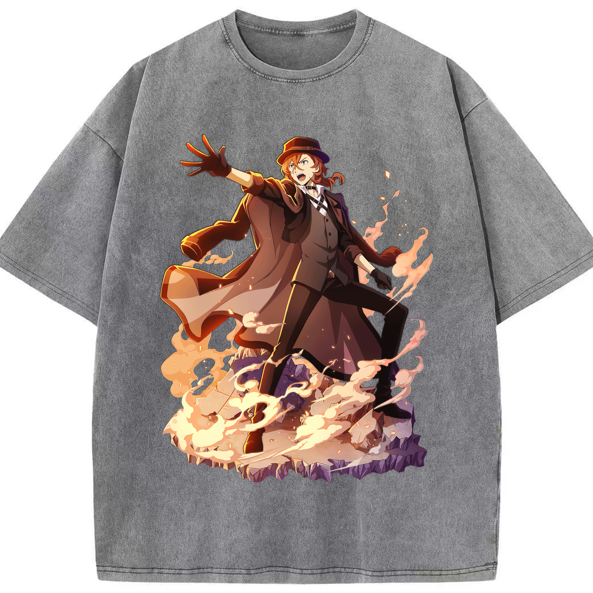 （画像用） 文豪ストレイドッグス Bungo Stray Dogs 綿100% ヴィンテージ風 半袖Tシャツ（フロントプリント）