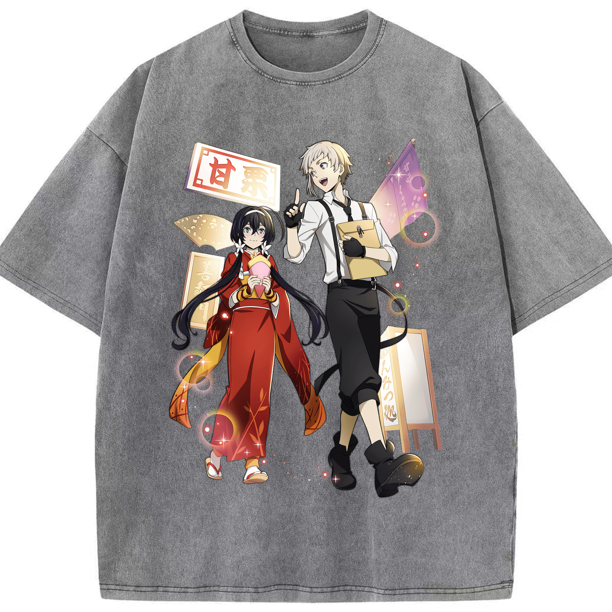 （画像用） 文豪ストレイドッグス Bungo Stray Dogs 綿100% ヴィンテージ風 半袖Tシャツ（フロントプリント）