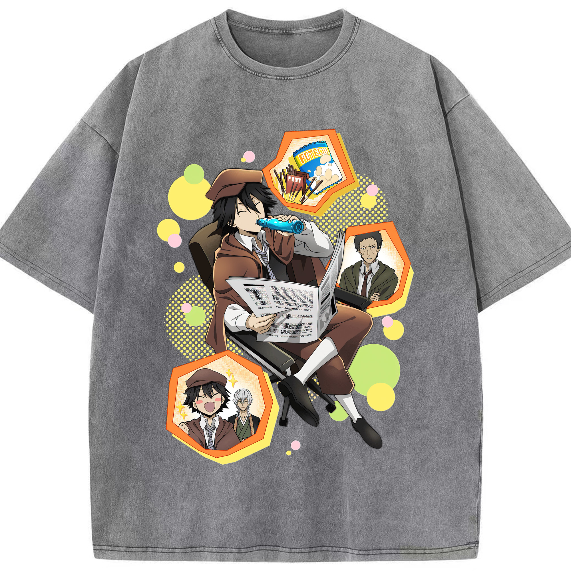 （画像用） 文豪ストレイドッグス Bungo Stray Dogs 綿100% ヴィンテージ風 半袖Tシャツ（フロントプリント）