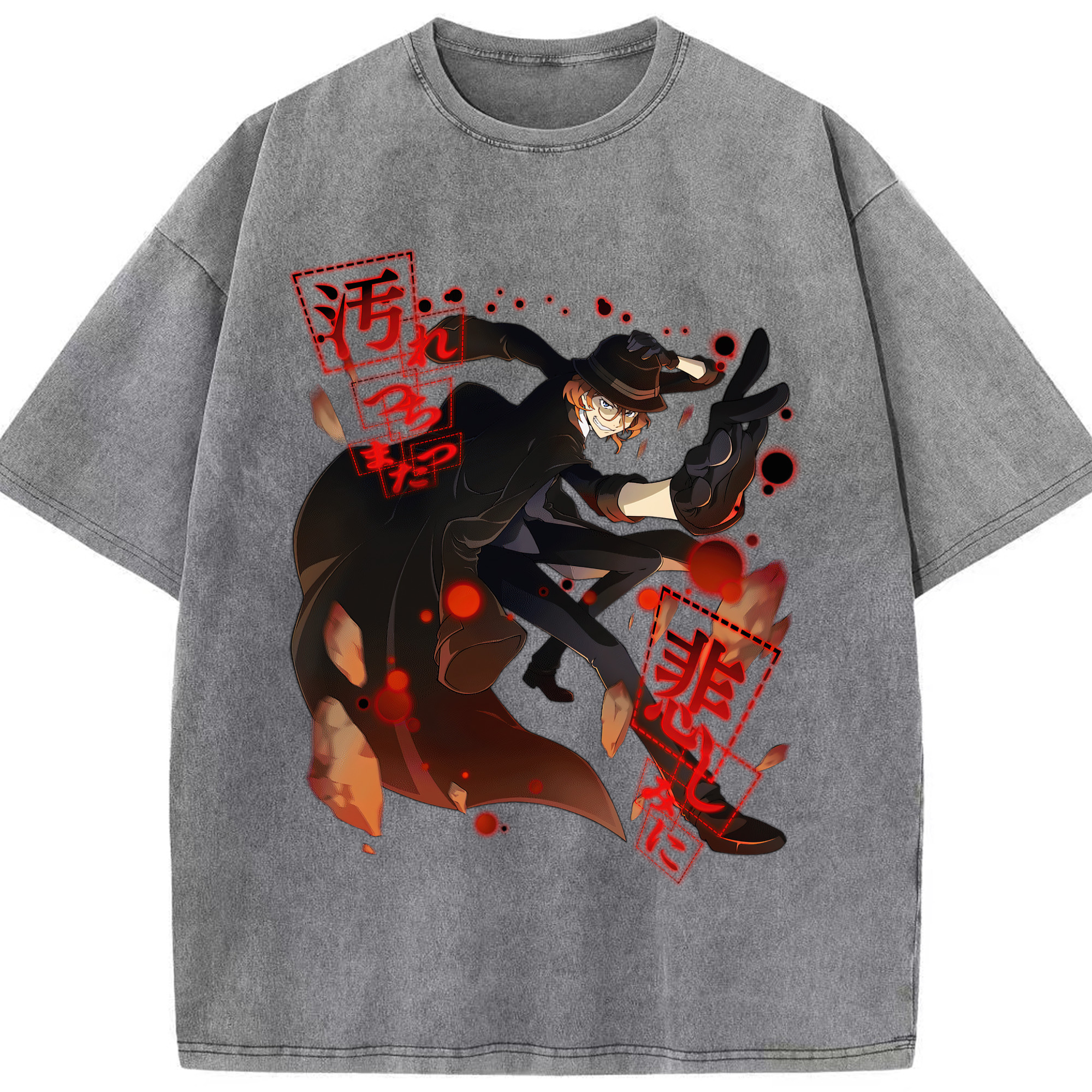 （画像用） 文豪ストレイドッグス Bungo Stray Dogs 綿100% ヴィンテージ風 半袖Tシャツ（フロントプリント）
