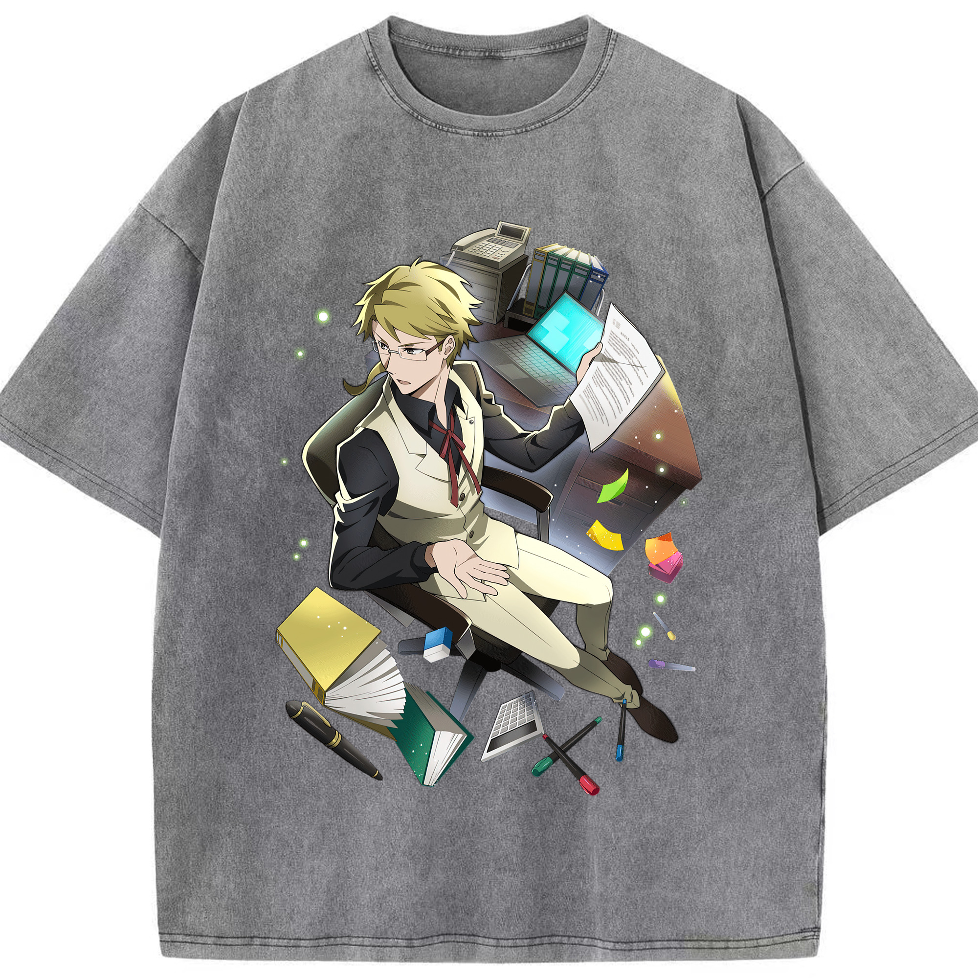 （画像用） 文豪ストレイドッグス Bungo Stray Dogs 綿100% ヴィンテージ風 半袖Tシャツ（フロントプリント）