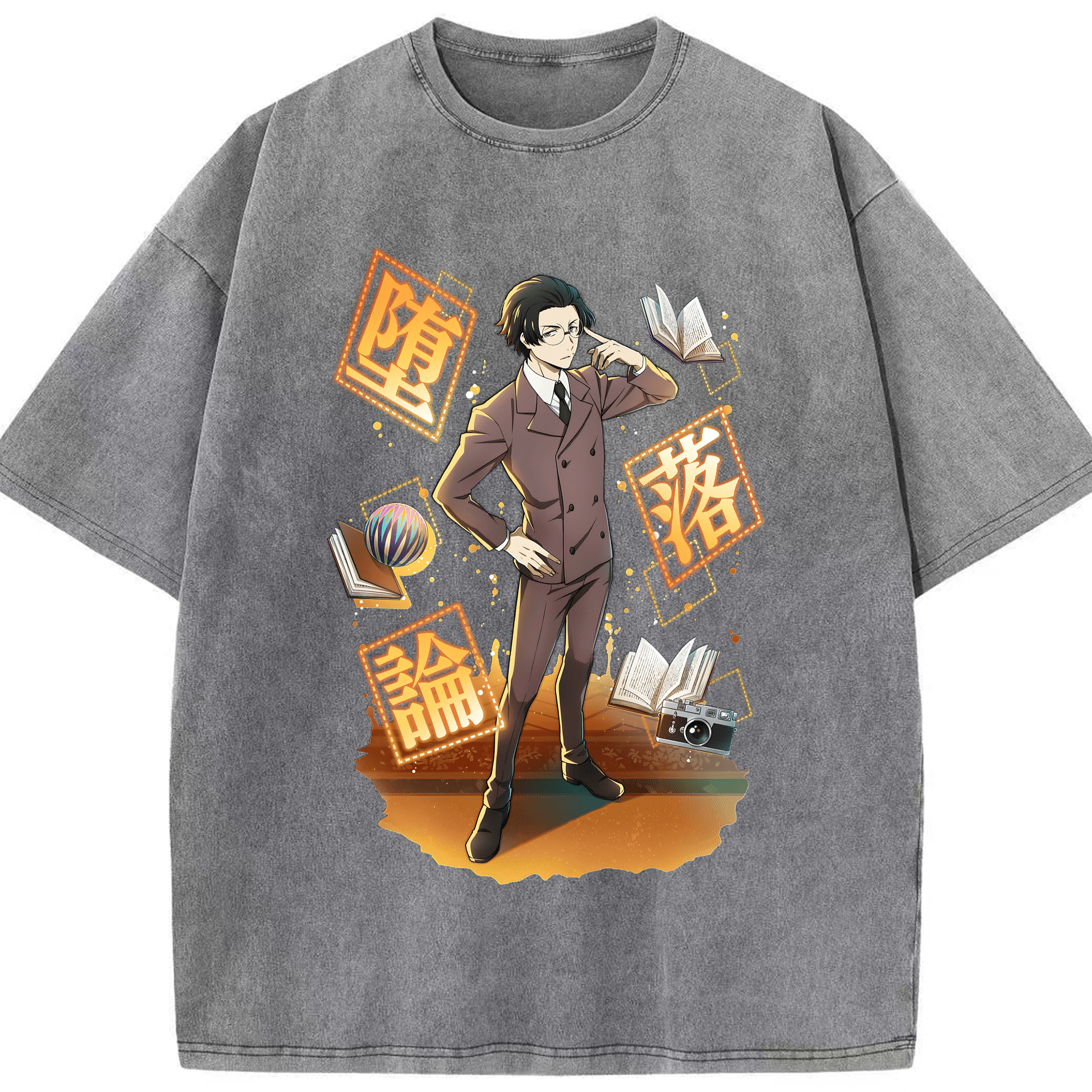 （画像用） 文豪ストレイドッグス Bungo Stray Dogs 綿100% ヴィンテージ風 半袖Tシャツ（フロントプリント）