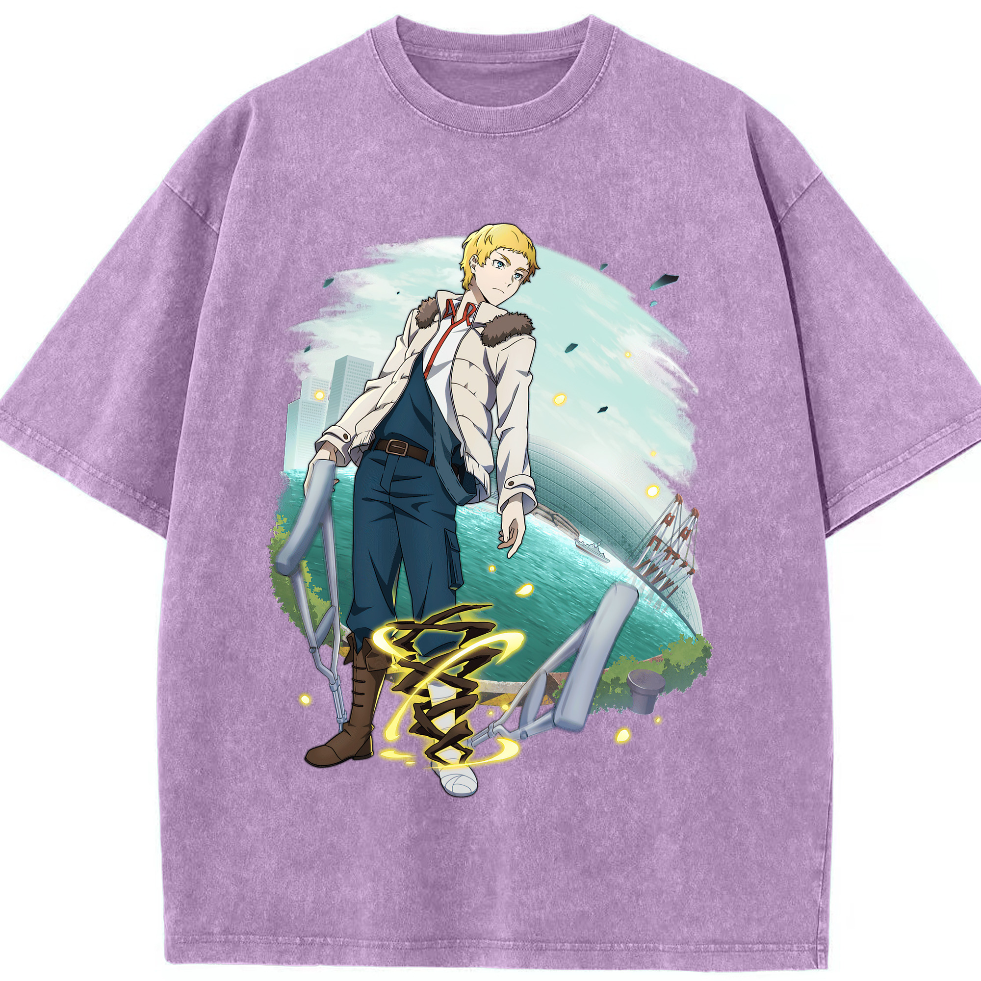 （画像用） 文豪ストレイドッグス Bungo Stray Dogs 綿100% ヴィンテージ風 半袖Tシャツ（フロントプリント）