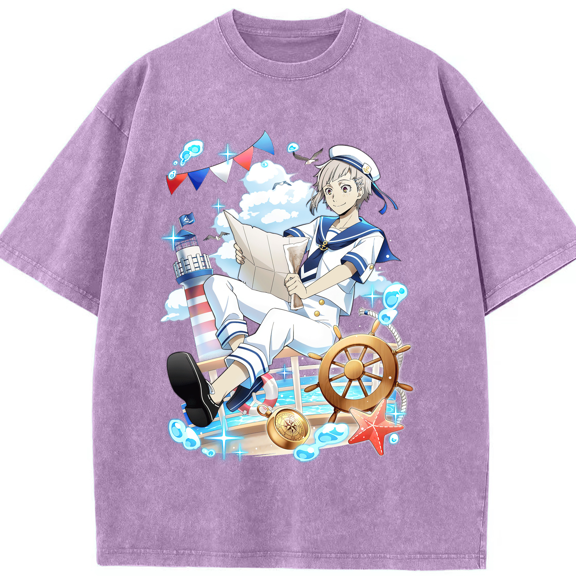 （画像用） 文豪ストレイドッグス Bungo Stray Dogs 綿100% ヴィンテージ風 半袖Tシャツ（フロントプリント）