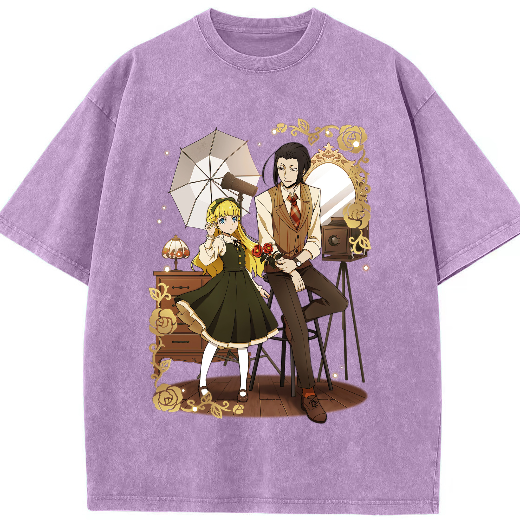 （画像用） 文豪ストレイドッグス Bungo Stray Dogs 綿100% ヴィンテージ風 半袖Tシャツ（フロントプリント）
