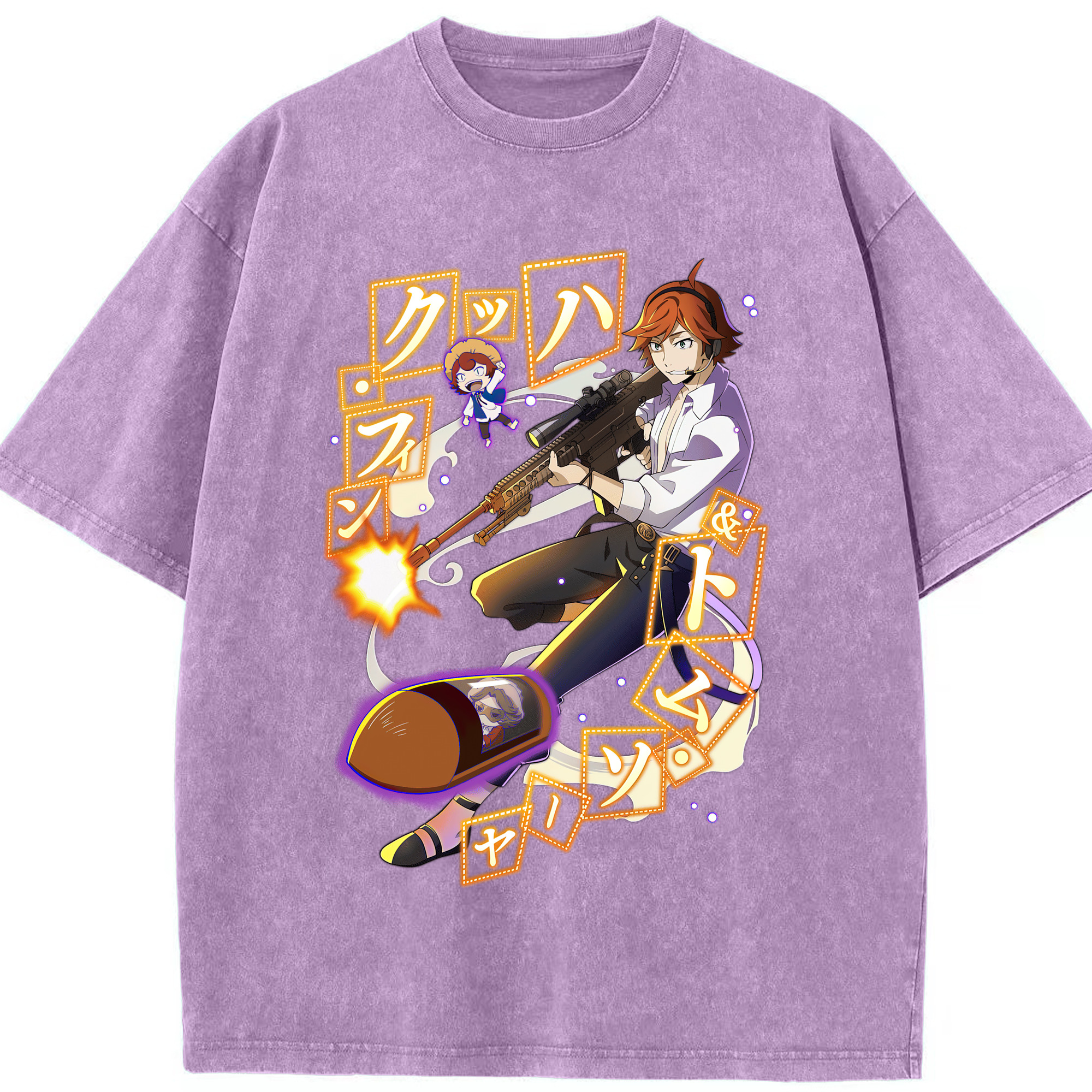 （画像用） 文豪ストレイドッグス Bungo Stray Dogs 綿100% ヴィンテージ風 半袖Tシャツ（フロントプリント）