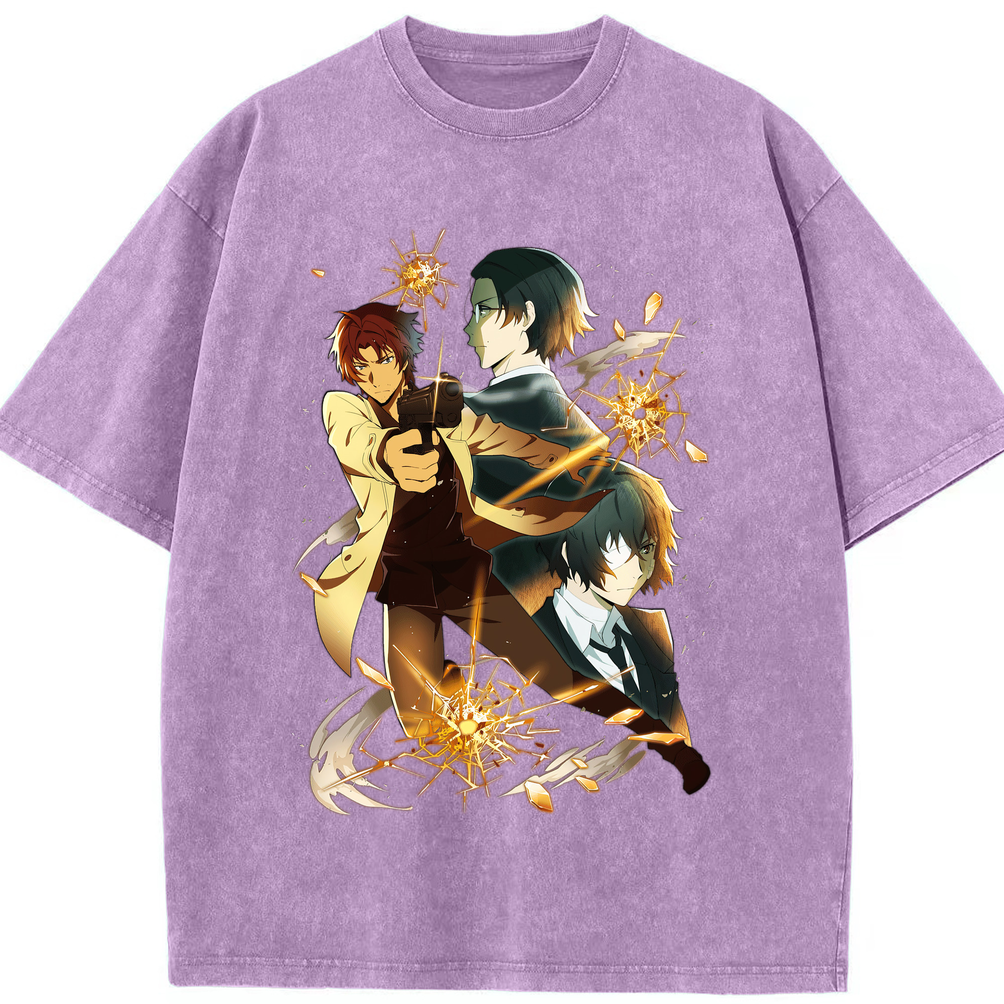 （画像用） 文豪ストレイドッグス Bungo Stray Dogs 綿100% ヴィンテージ風 半袖Tシャツ（フロントプリント）