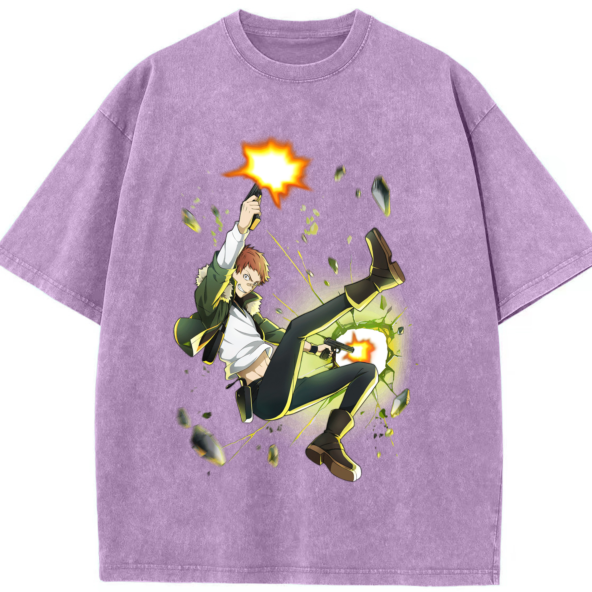 （画像用） 文豪ストレイドッグス Bungo Stray Dogs 綿100% ヴィンテージ風 半袖Tシャツ（フロントプリント）
