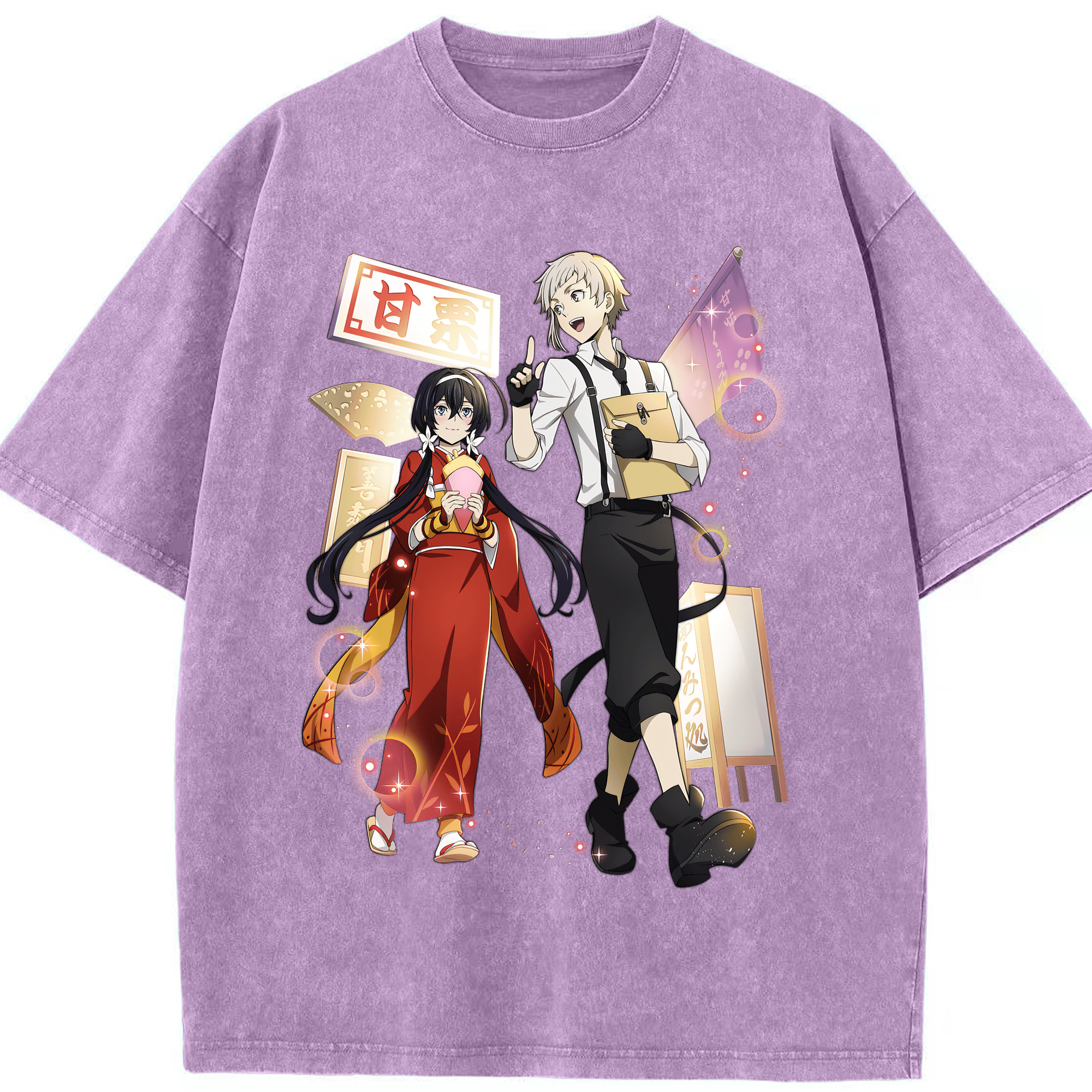 （画像用） 文豪ストレイドッグス Bungo Stray Dogs 綿100% ヴィンテージ風 半袖Tシャツ（フロントプリント）