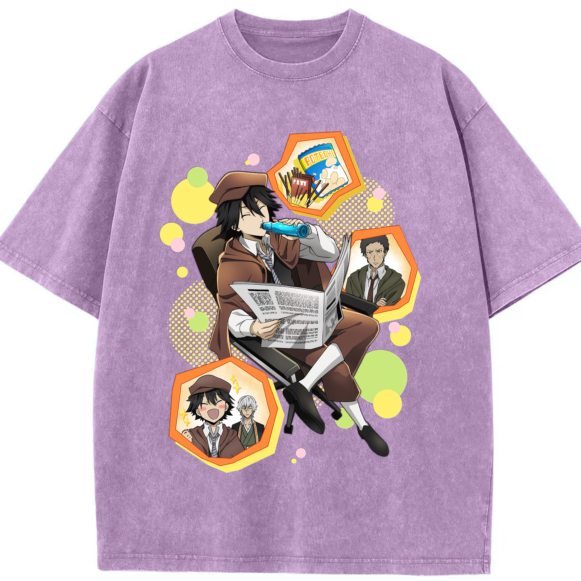 （画像用） 文豪ストレイドッグス Bungo Stray Dogs 綿100% ヴィンテージ風 半袖Tシャツ（フロントプリント）