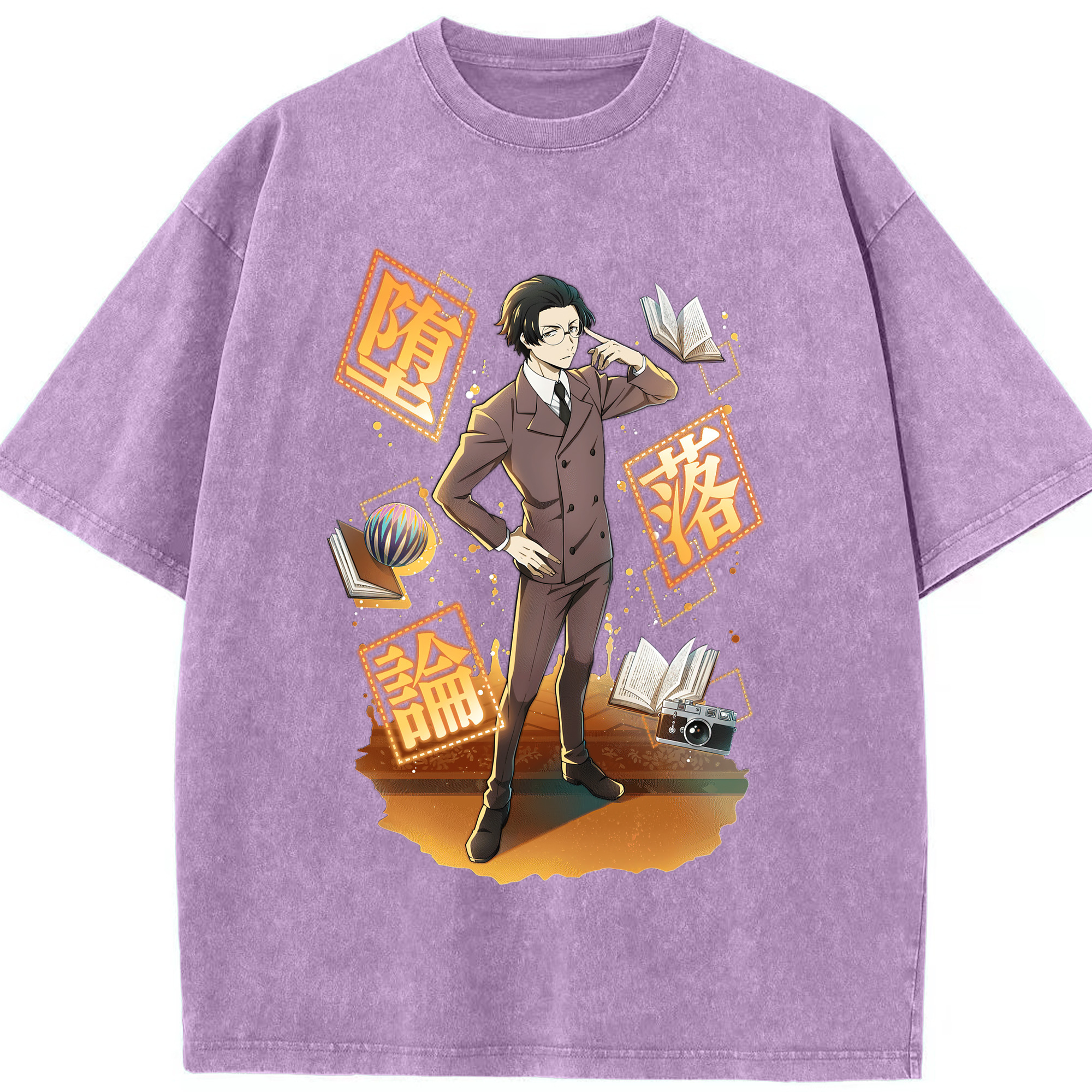 （画像用） 文豪ストレイドッグス Bungo Stray Dogs 綿100% ヴィンテージ風 半袖Tシャツ（フロントプリント）
