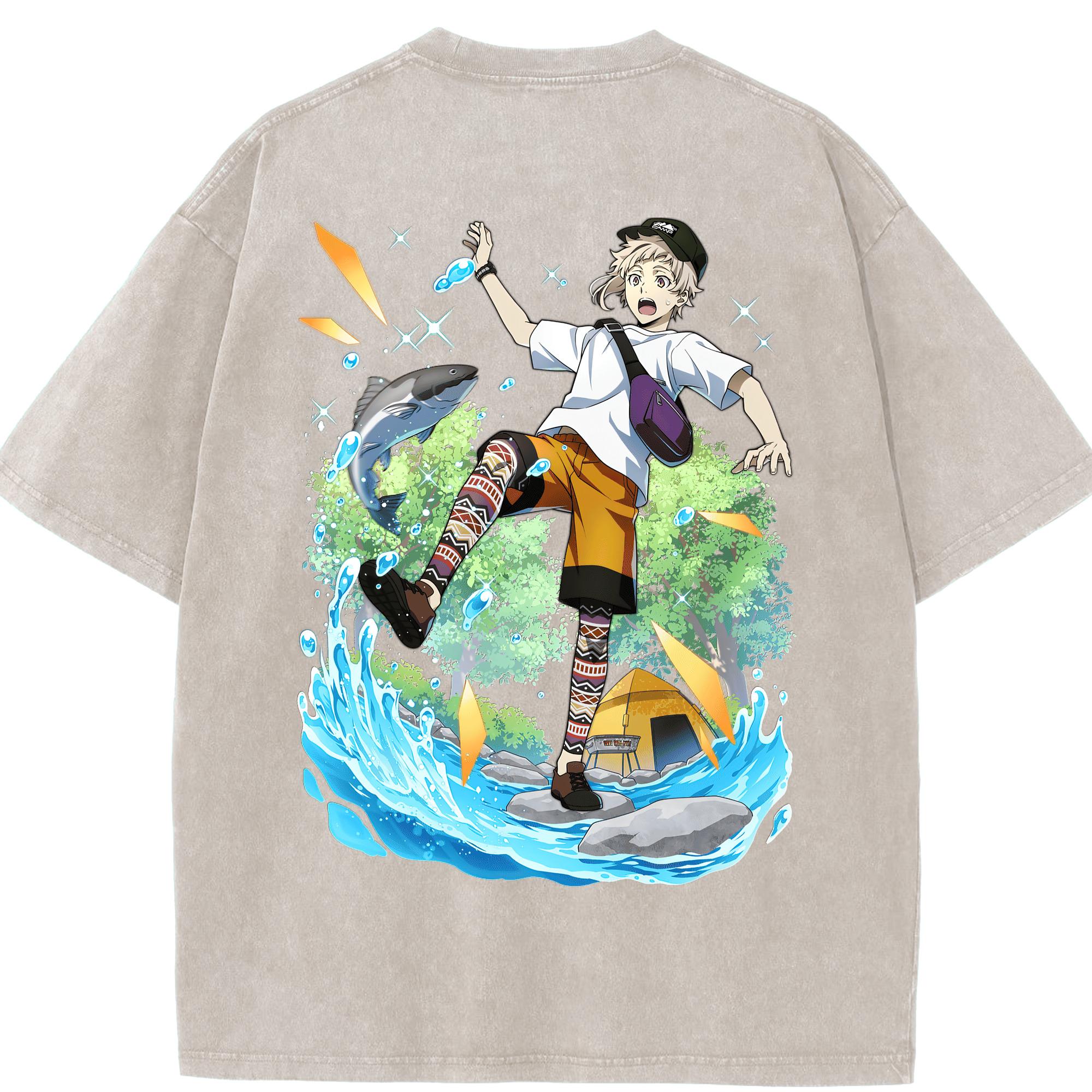 （画像用） 文豪ストレイドッグス Bungo Stray Dogs 綿100% ヴィンテージ風 半袖Tシャツ（背面プリント）
