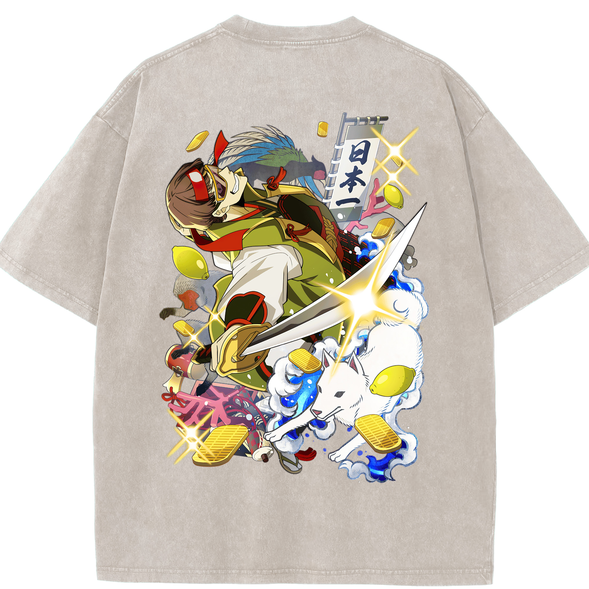 （画像用） 文豪ストレイドッグス Bungo Stray Dogs 綿100% ヴィンテージ風 半袖Tシャツ（背面プリント）