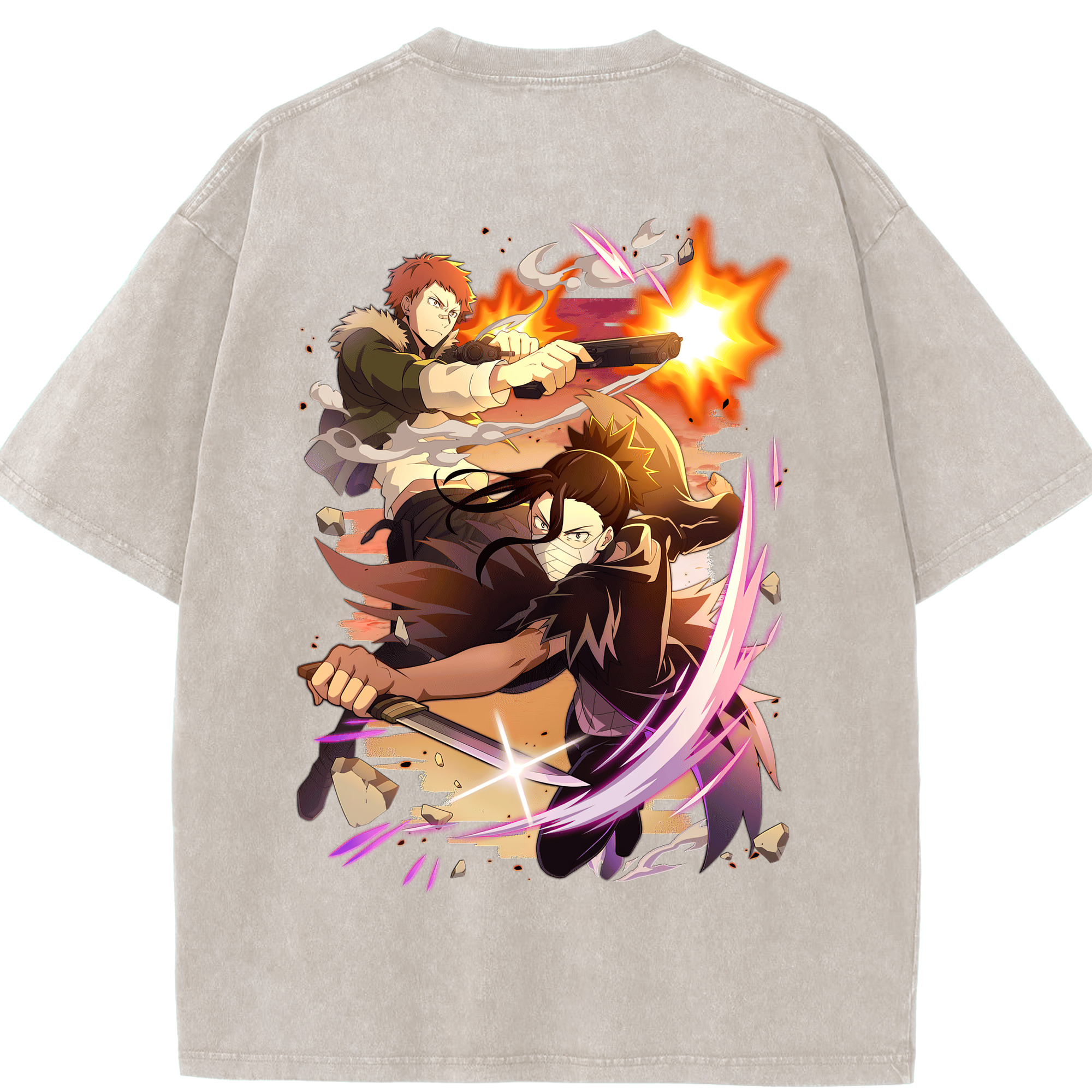 （画像用） 文豪ストレイドッグス Bungo Stray Dogs 綿100% ヴィンテージ風 半袖Tシャツ（背面プリント）