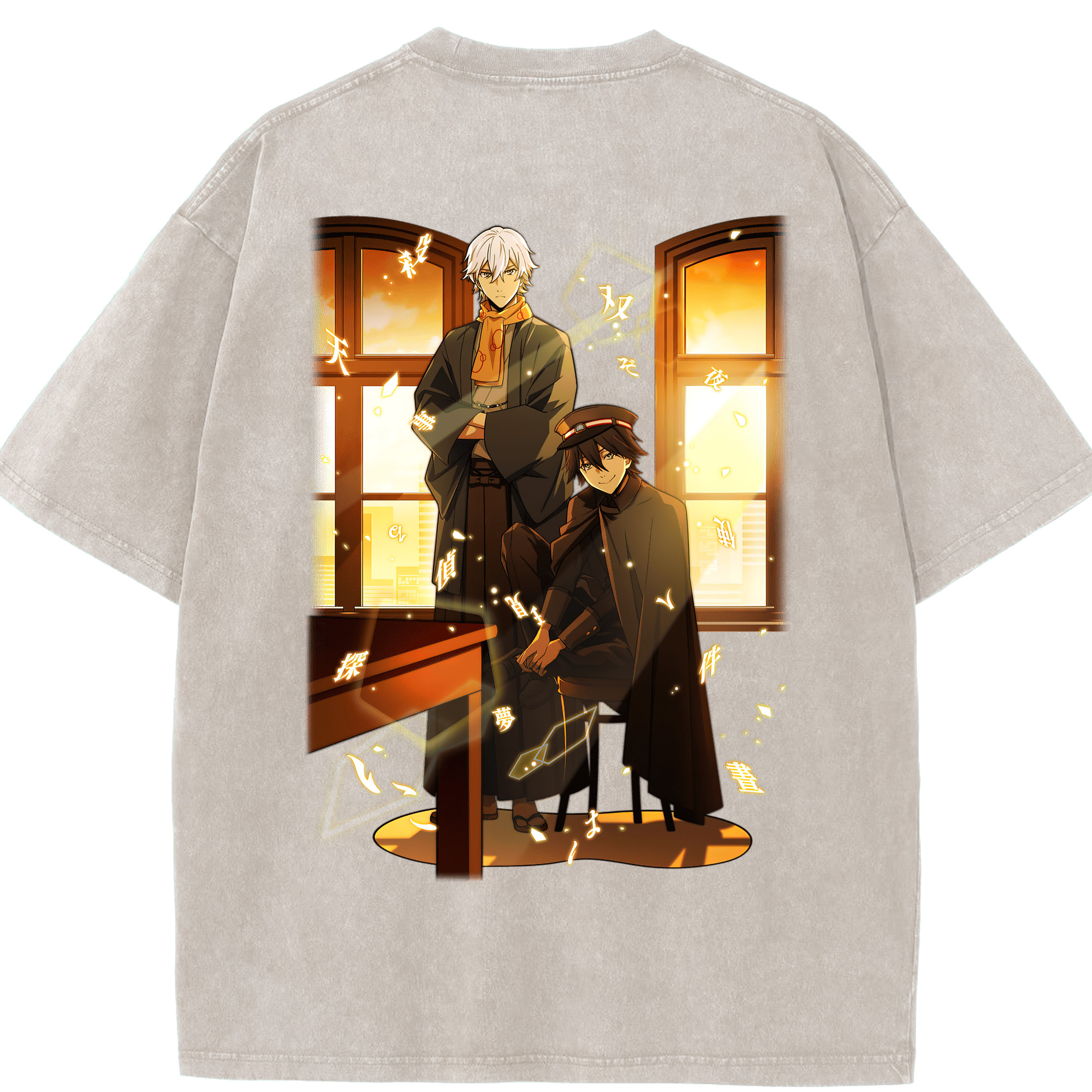 （画像用） 文豪ストレイドッグス Bungo Stray Dogs 綿100% ヴィンテージ風 半袖Tシャツ（背面プリント）