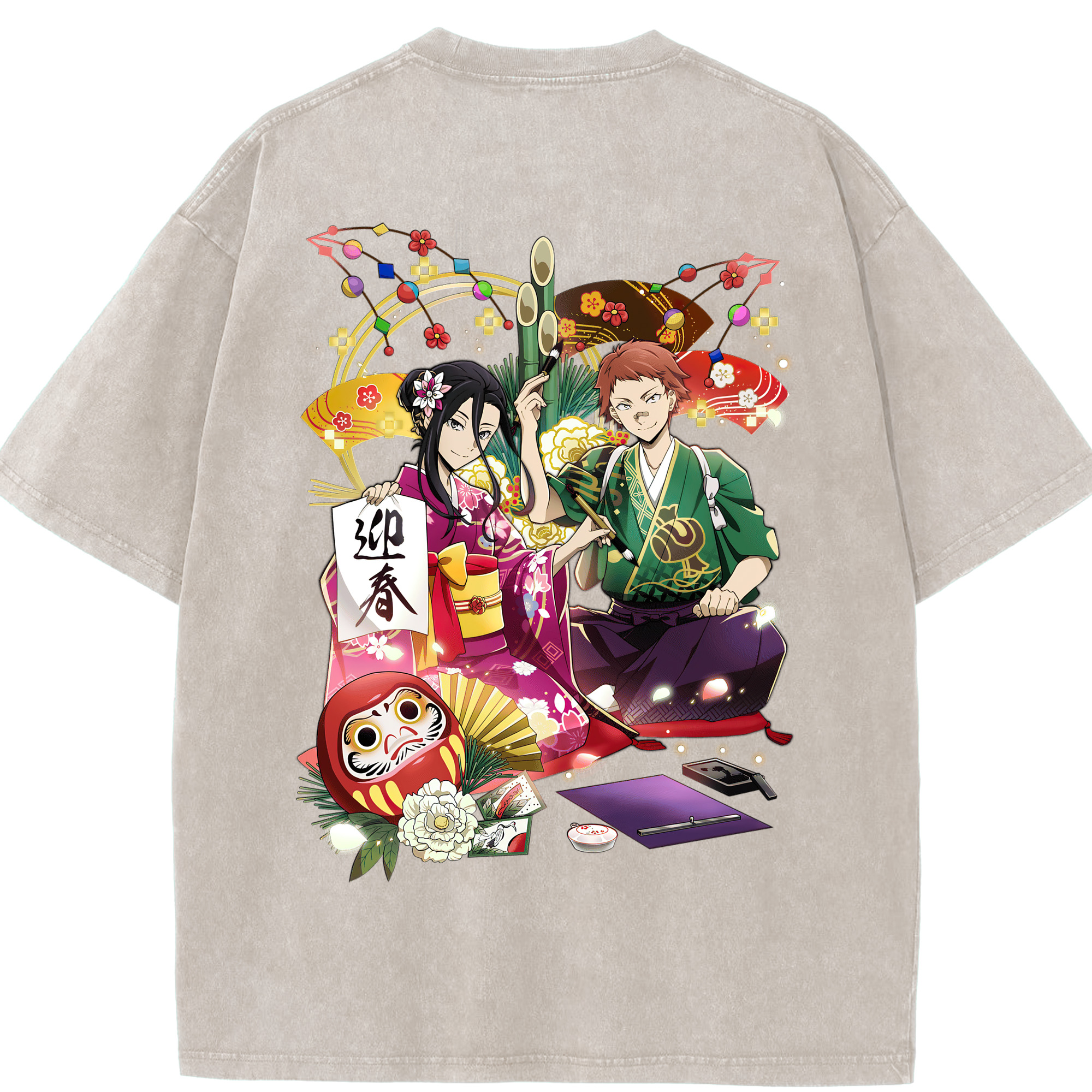 （画像用） 文豪ストレイドッグス Bungo Stray Dogs 綿100% ヴィンテージ風 半袖Tシャツ（背面プリント）
