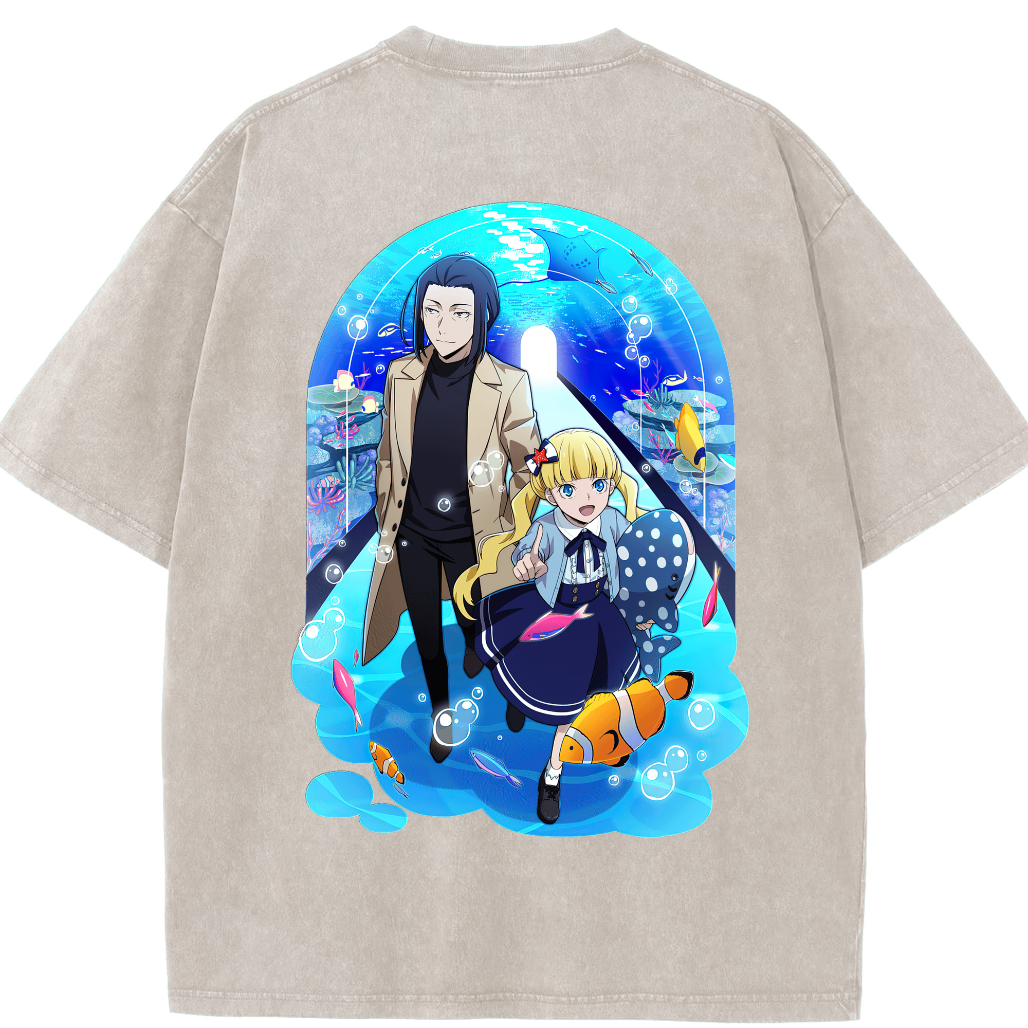 （画像用） 文豪ストレイドッグス Bungo Stray Dogs 綿100% ヴィンテージ風 半袖Tシャツ（背面プリント）
