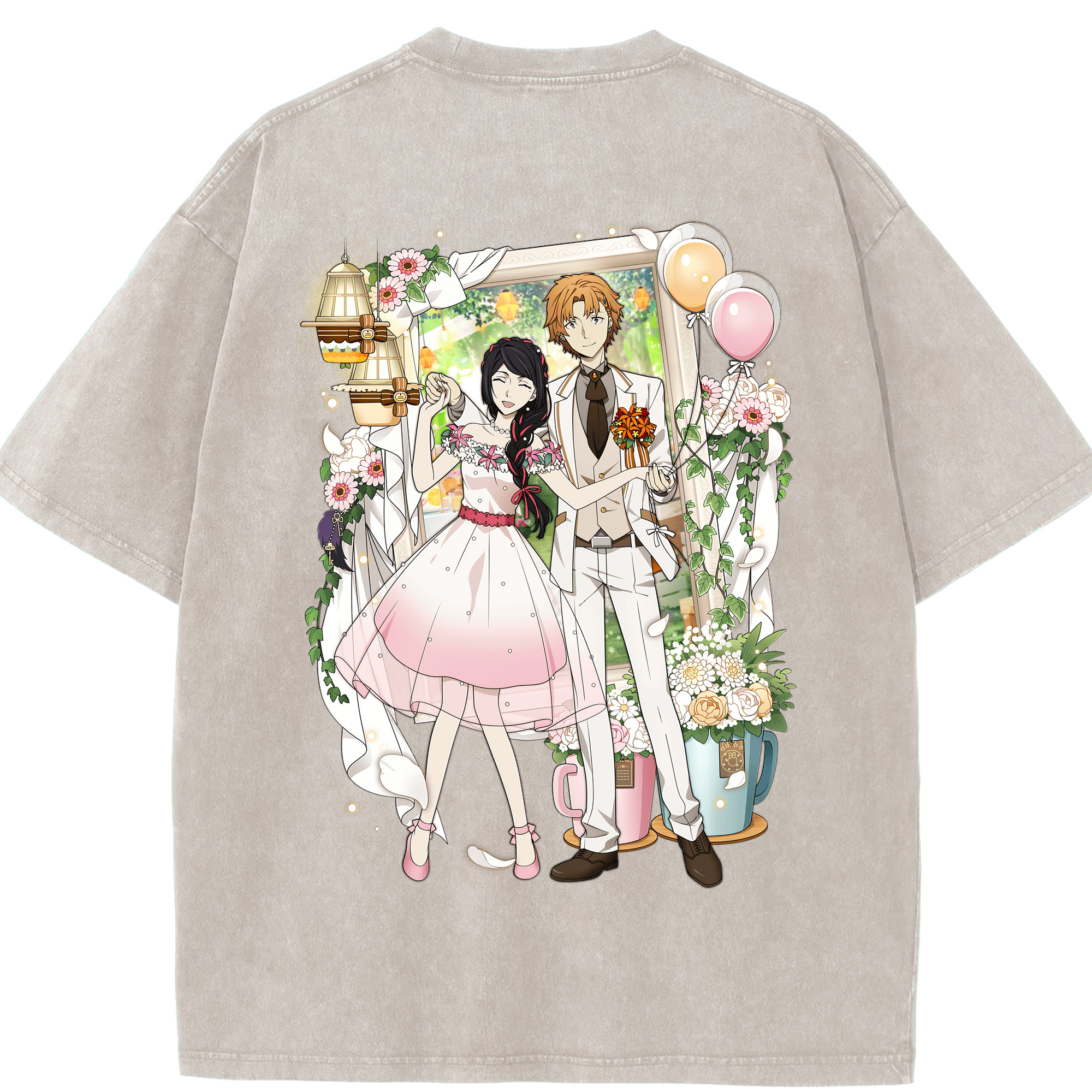 （画像用） 文豪ストレイドッグス Bungo Stray Dogs 綿100% ヴィンテージ風 半袖Tシャツ（背面プリント）