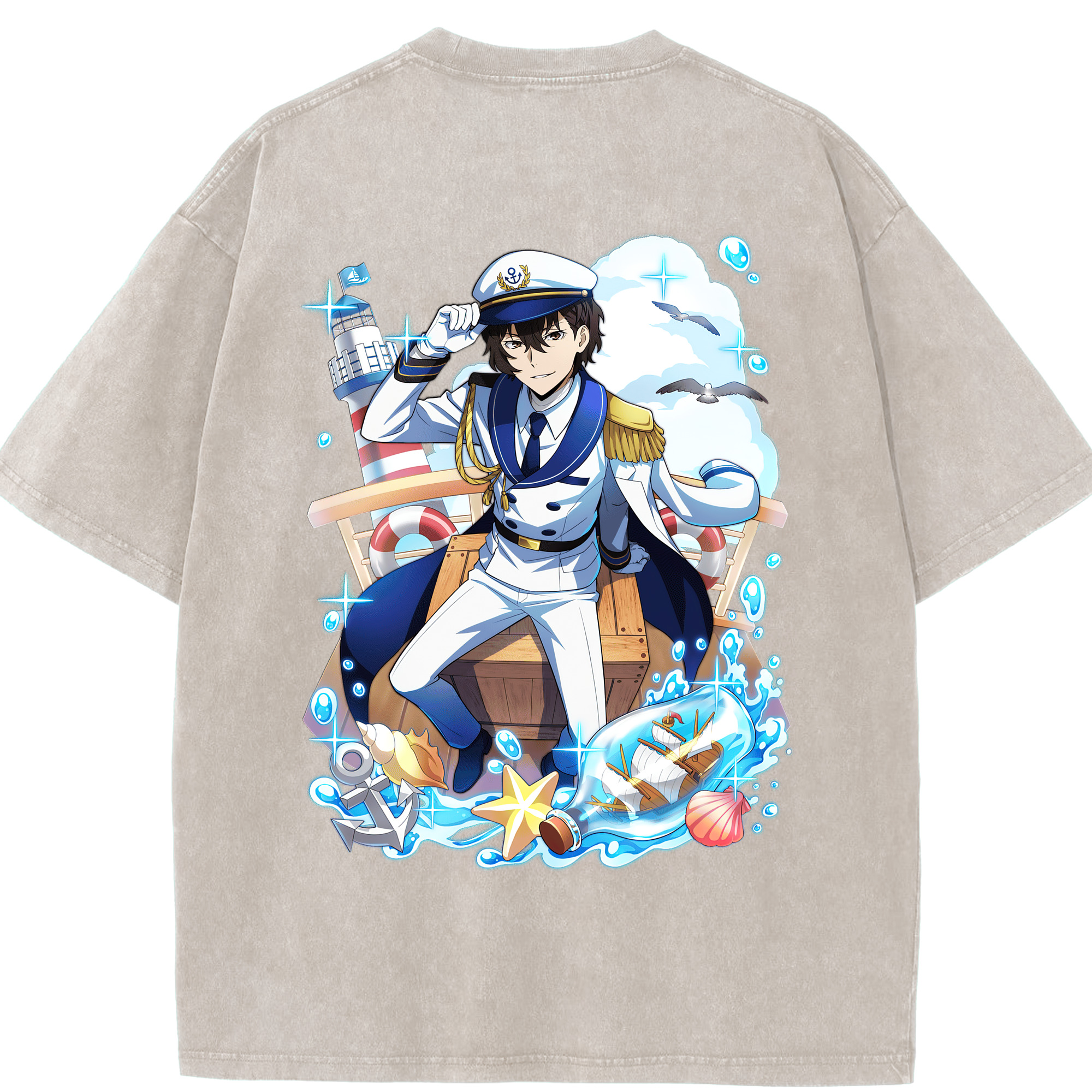 （画像用） 文豪ストレイドッグス Bungo Stray Dogs 綿100% ヴィンテージ風 半袖Tシャツ（背面プリント）